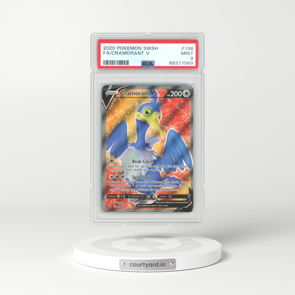 2020 Sword & Shield #198 Cramorant V - Full Art Holo (PSA 9 MINT)