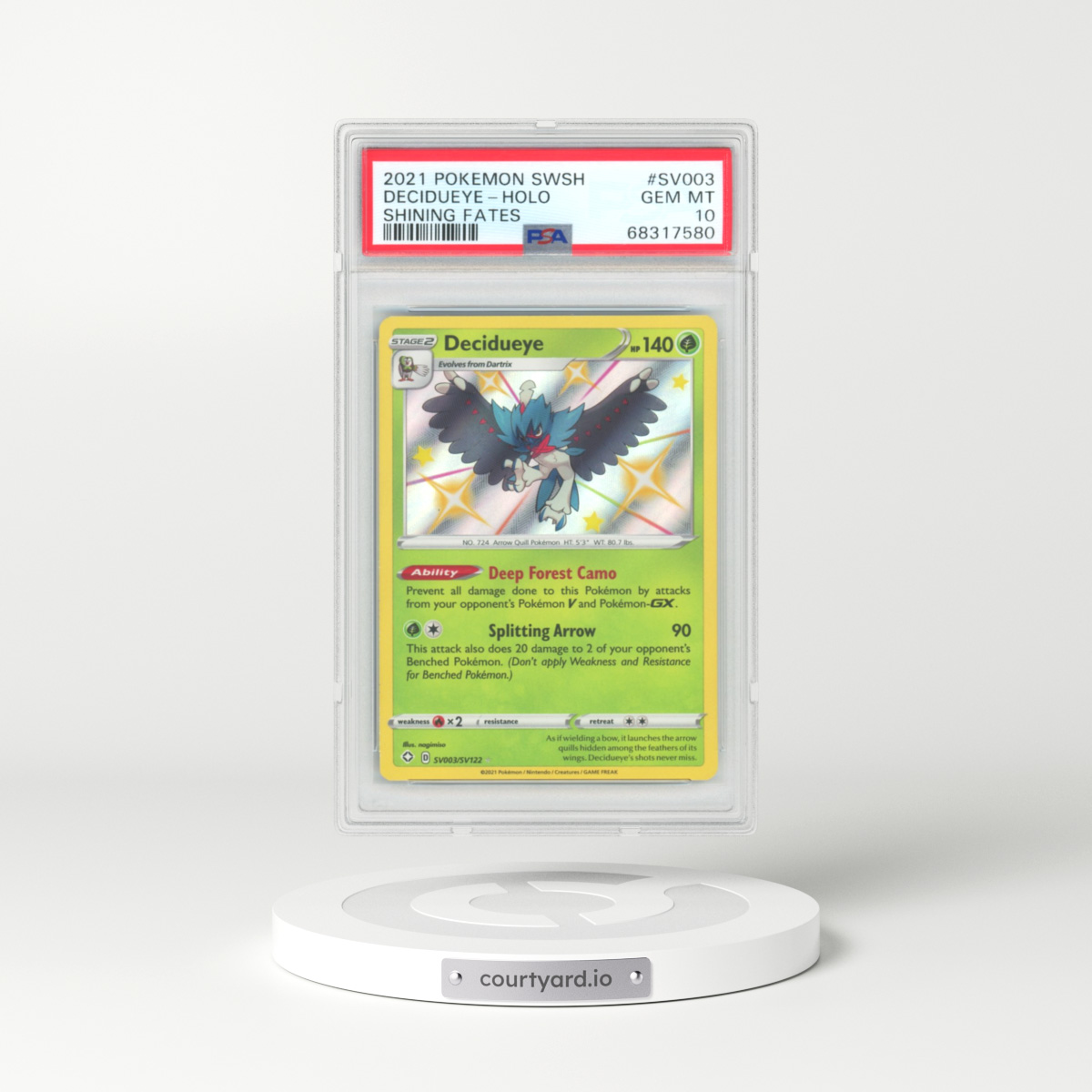 2021 Shining Fates #SV003 Decidueye - Holo (PSA 10 GEM MINT)