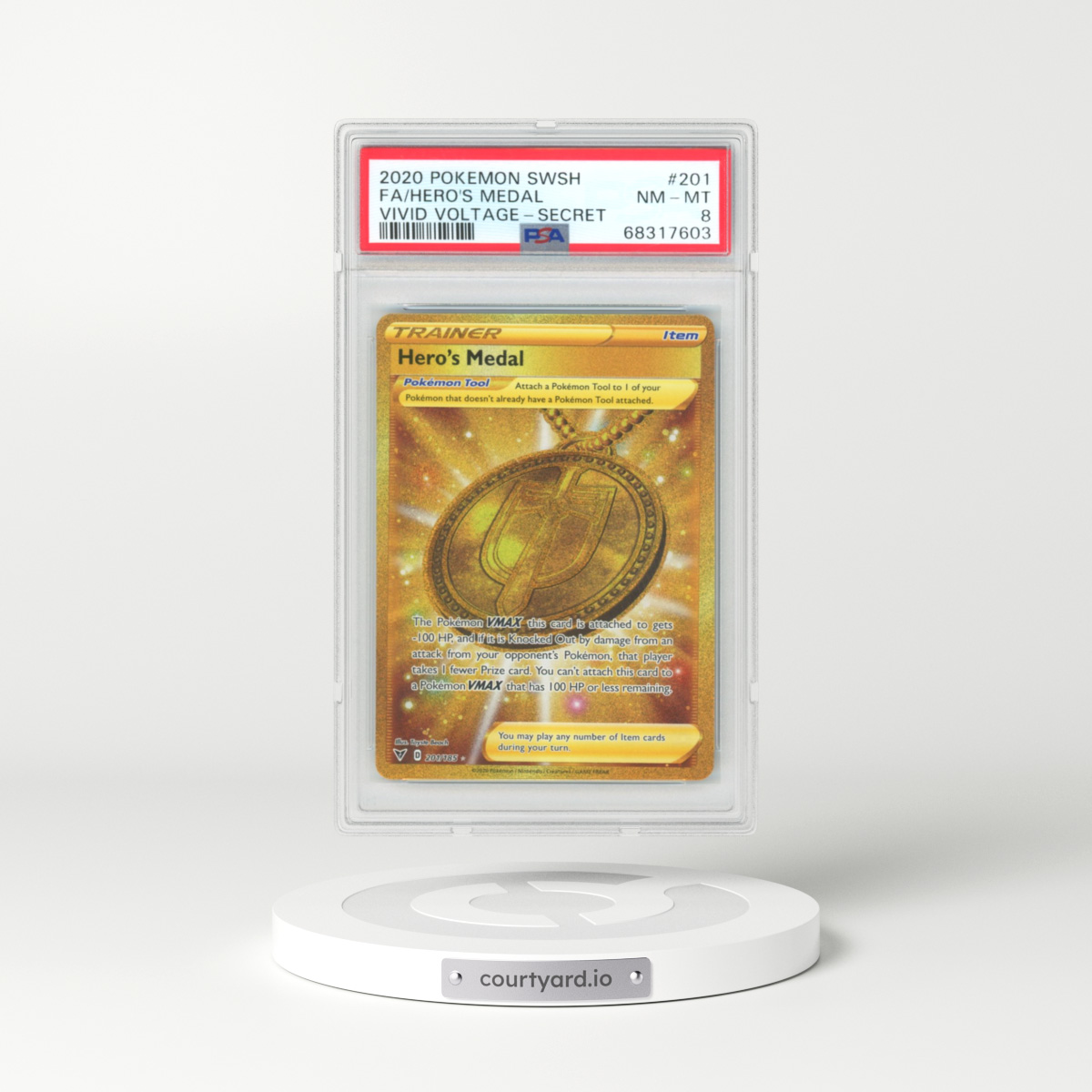 2020 Vivid Voltage #201 Hero's Medal - Full Art Holo (PSA 8 NM-MT)