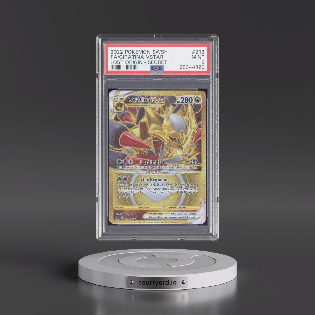 2022 Pokémon Sword & Shield Lost Origin #212 Giratina Vstar - Full Art Secret (PSA 9 MINT)