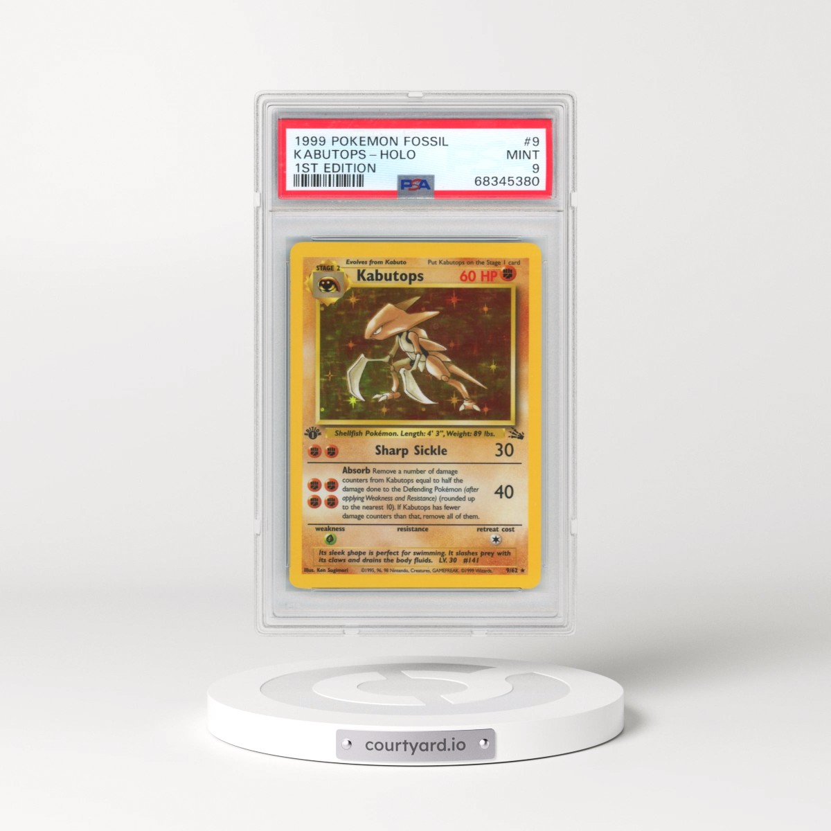 1999 Pokémon Fossil #9 Kabutops - 1st Edition Holo (PSA 9 MINT)