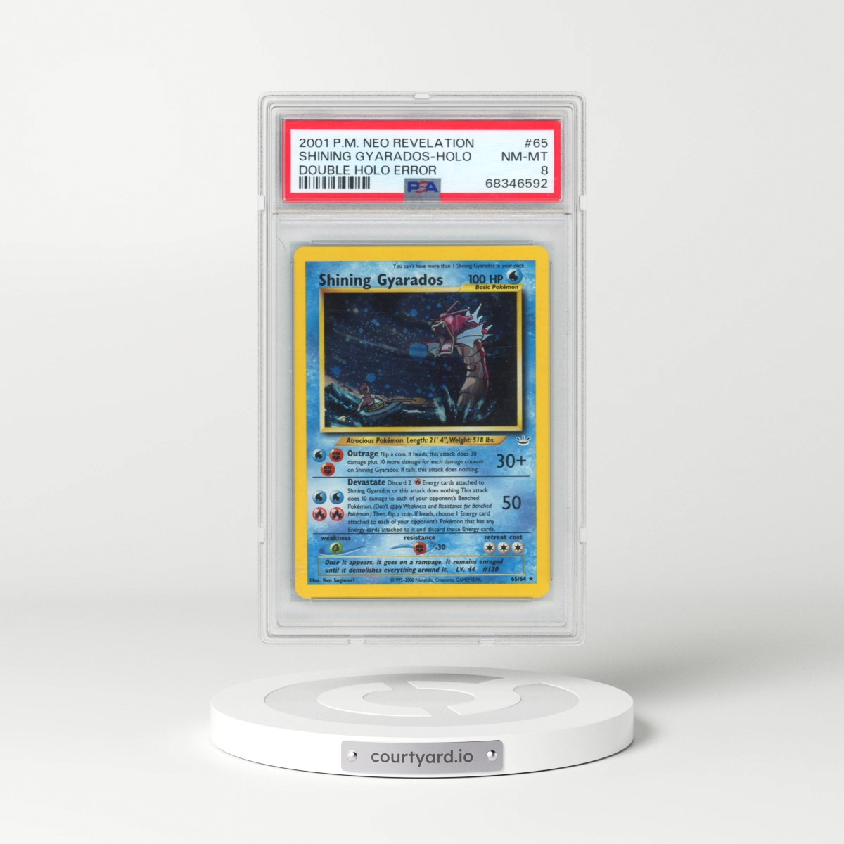 2001 Pokémon Neo Revelation #65 Shining Gyarados - Double Holo Error (PSA 8 NM-MT)