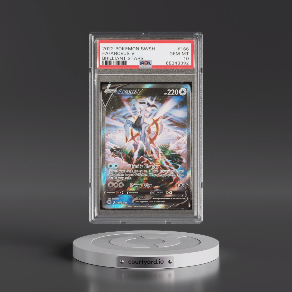 2022 Pokémon Sword & Shield Brilliant Stars #166 Arceus V - Holo Full Art (PSA 10 GEM MINT)