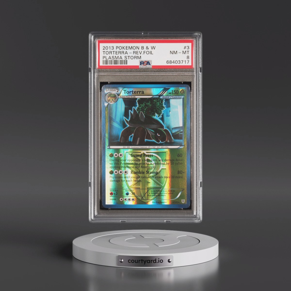 2013 Pokémon Black & White Plasma Storm #3 Torterra - Reverse Foil (PSA 8 NM-MT)