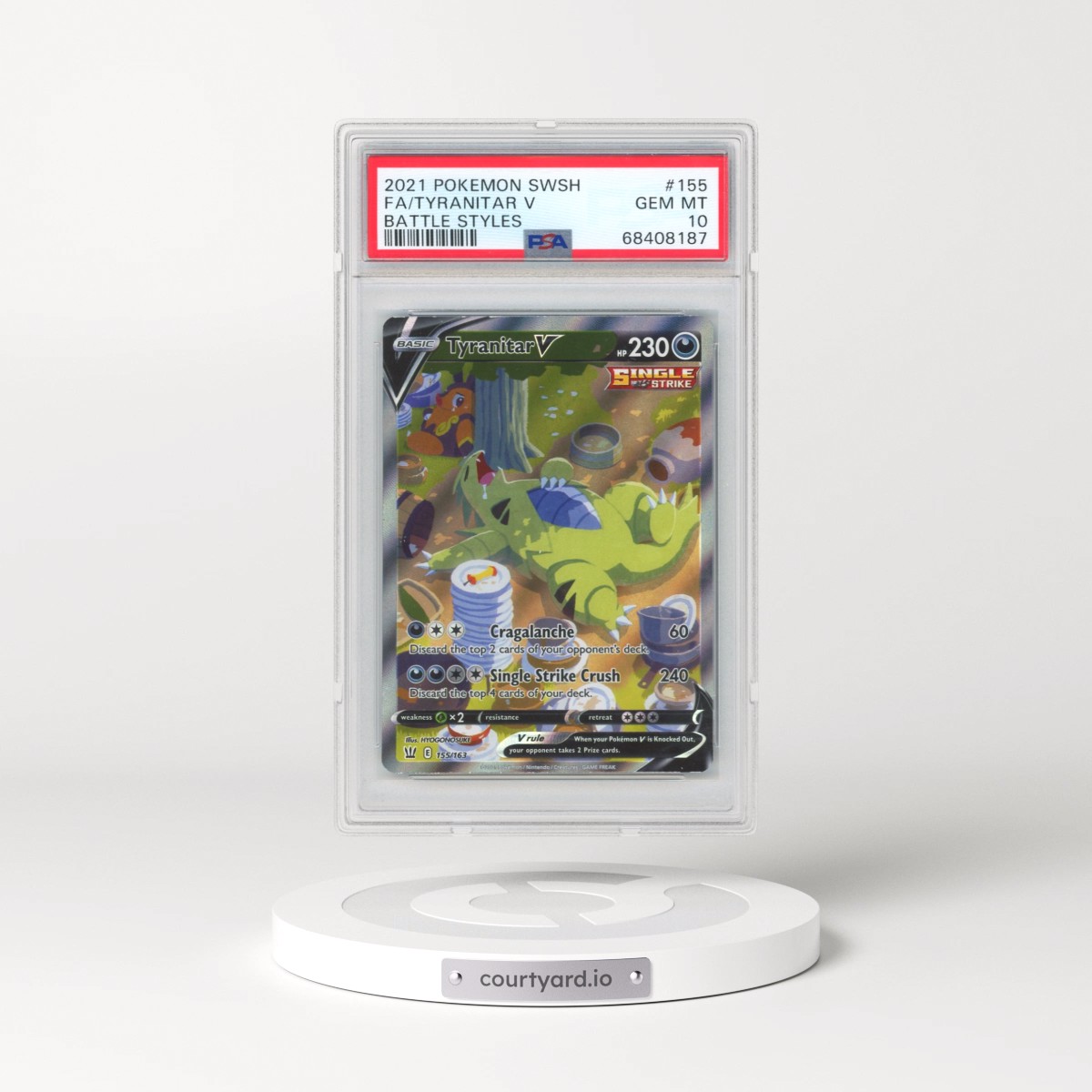2021 Pokémon Sword & Shield Battle Styles #155 Tyranitar V - Holo Full Art (PSA 10 GEM MINT)