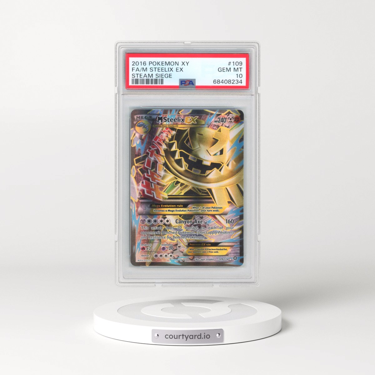 2016 Pokémon XY Steam Siege #109 M Steelix EX - Holo Full Art (PSA 10 GEM MINT)