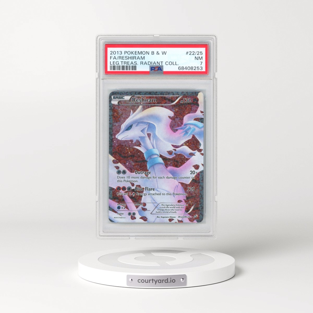 2013 Pokémon Black & White Legendary Treasures Radiant Collection #22/25 Reshiram - Full Art (PSA 7 NM)