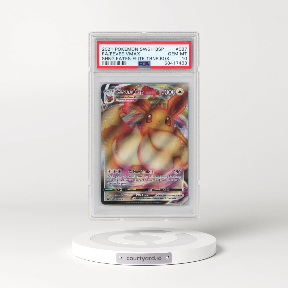 2021 Pokémon Swsh Black Star Promo #087 Eevee Vmax - Full Art Shining Fates Elite Trainer Box (PSA 10 GEM MINT)