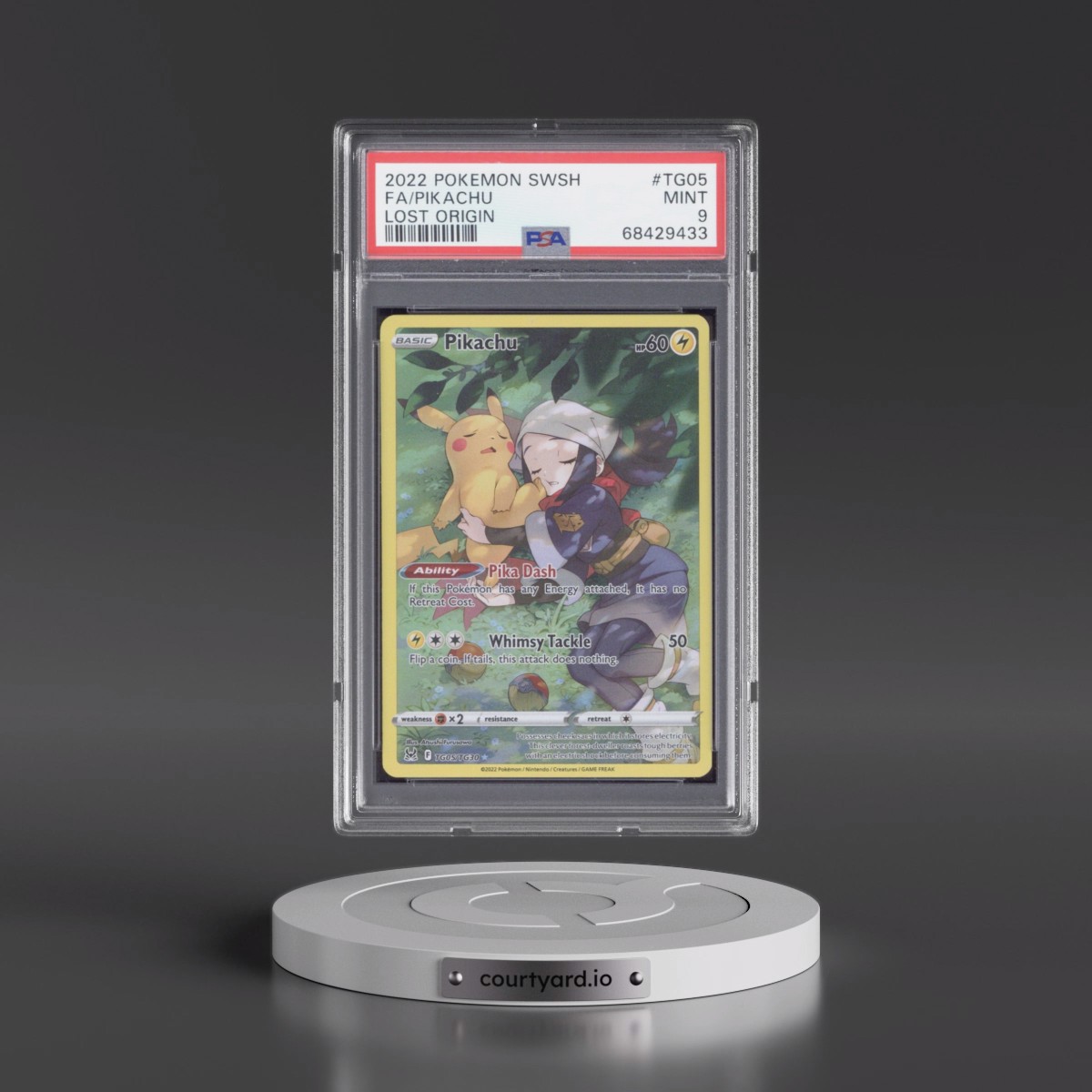 2022 Pokémon Sword & Shield Lost Origin #TG05 Pikachu - Full Art (PSA 9 MINT)
