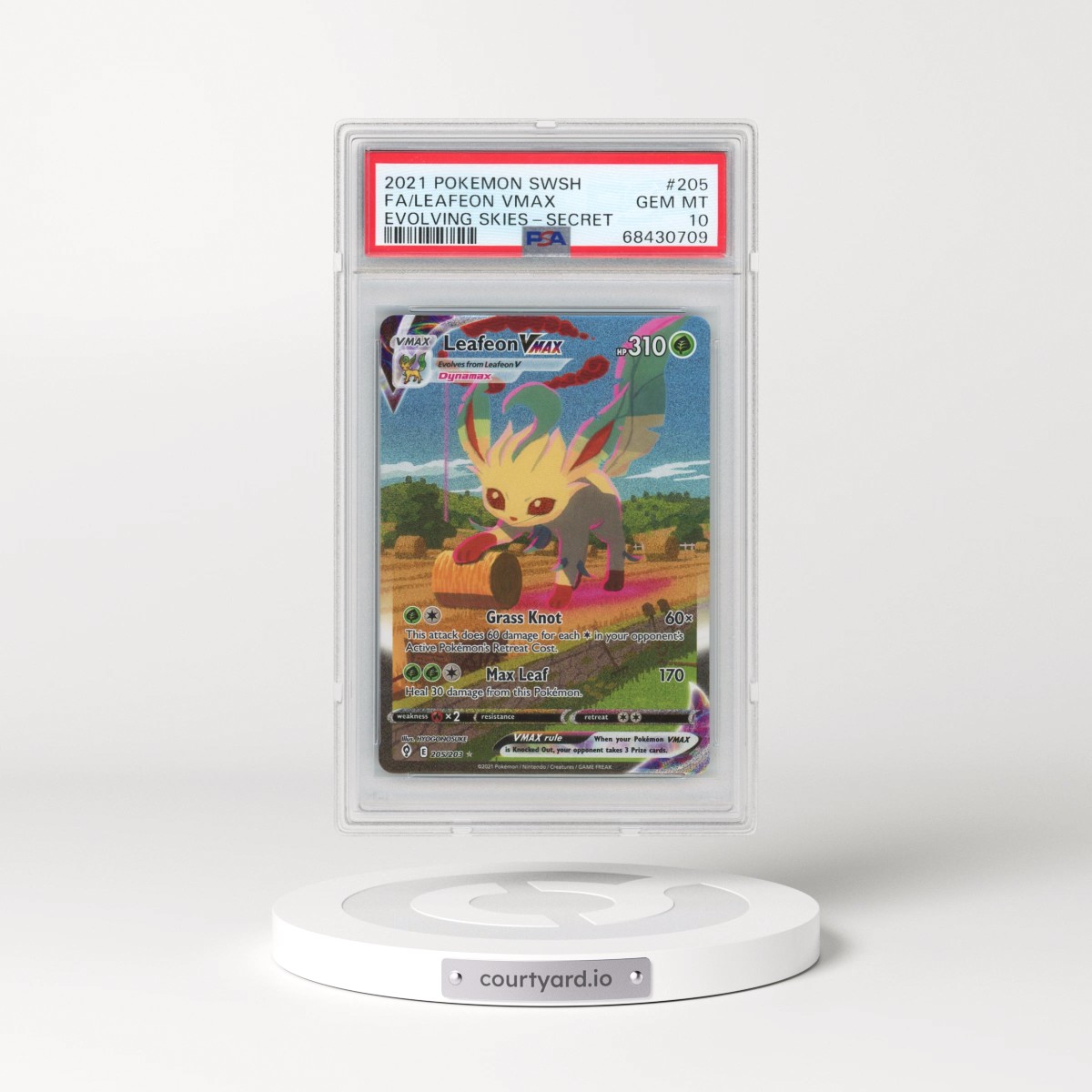 2021 Pokémon Sword & Shield Evolving Skies #205 Leafeon Vmax - Full Art Secret (PSA 10 GEM MINT)