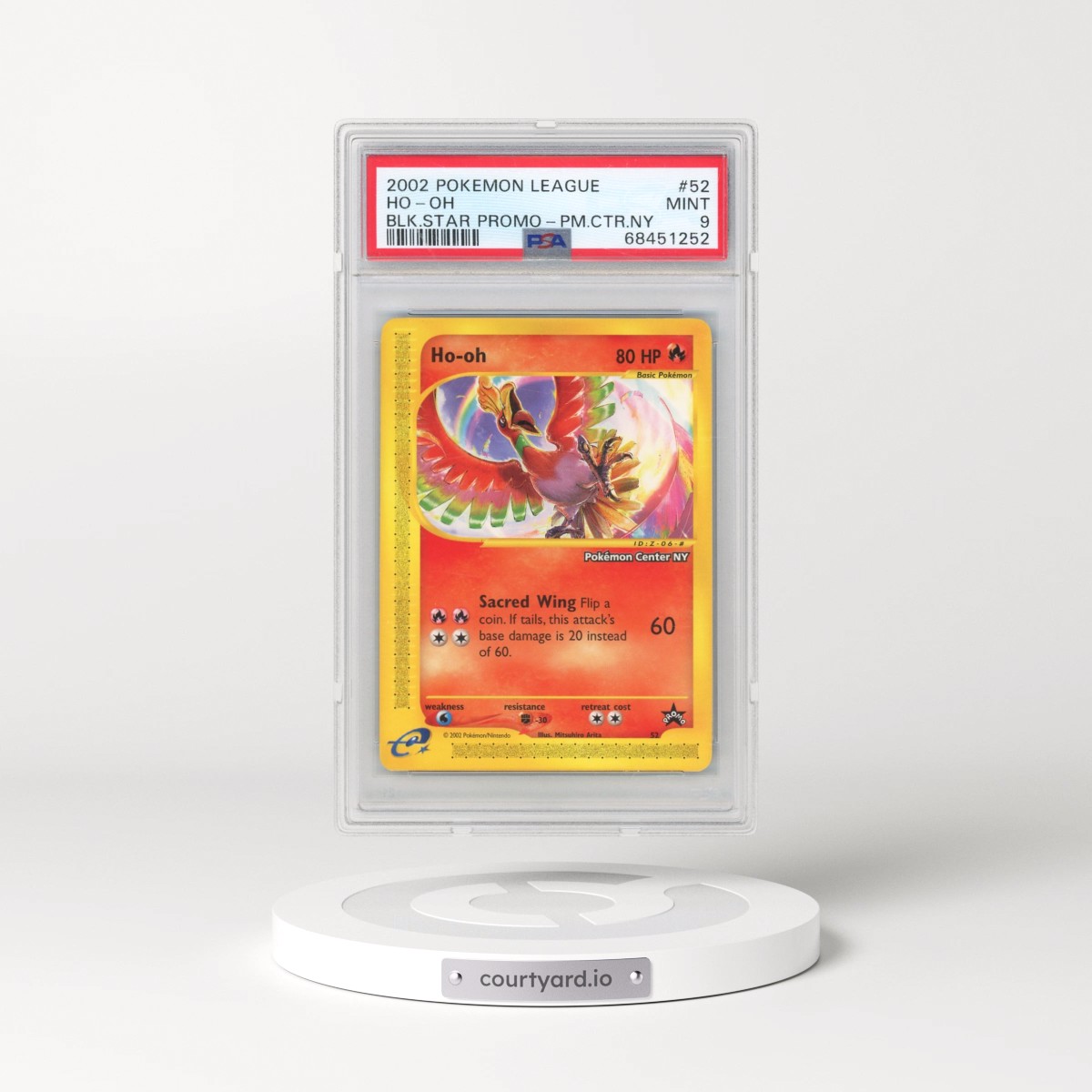 2002 Pokémon League Promo Black Star #52 HO-Oh - Pokemon Center NY (PSA 9 MINT)