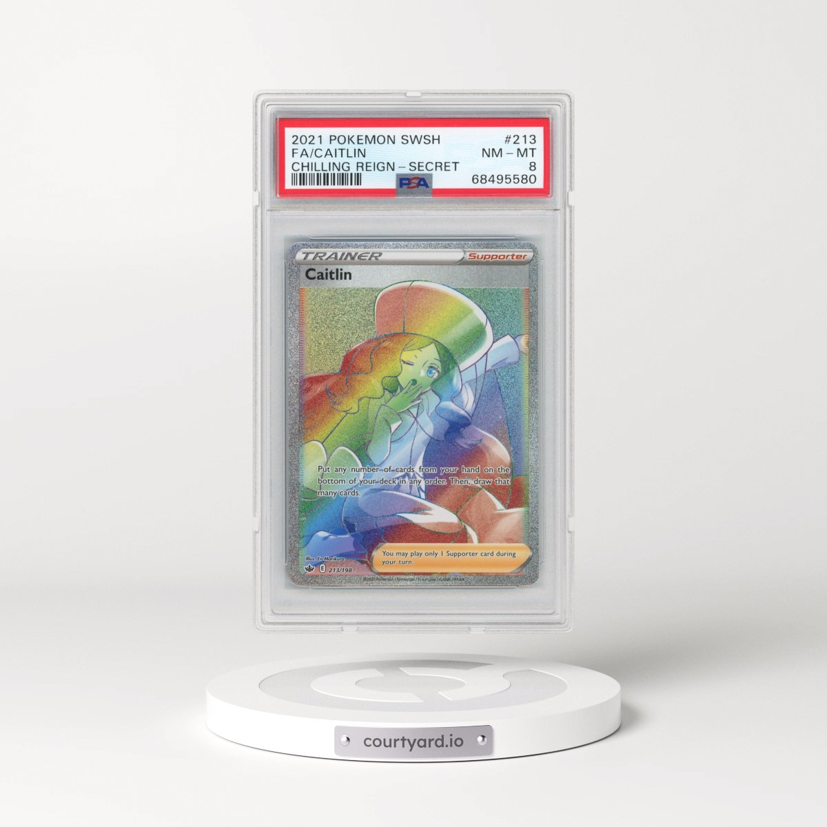 2021 Pokémon Sword & Shield Chilling Reign #213 Caitlin - Full Art Secret (PSA 8 NM-MT)