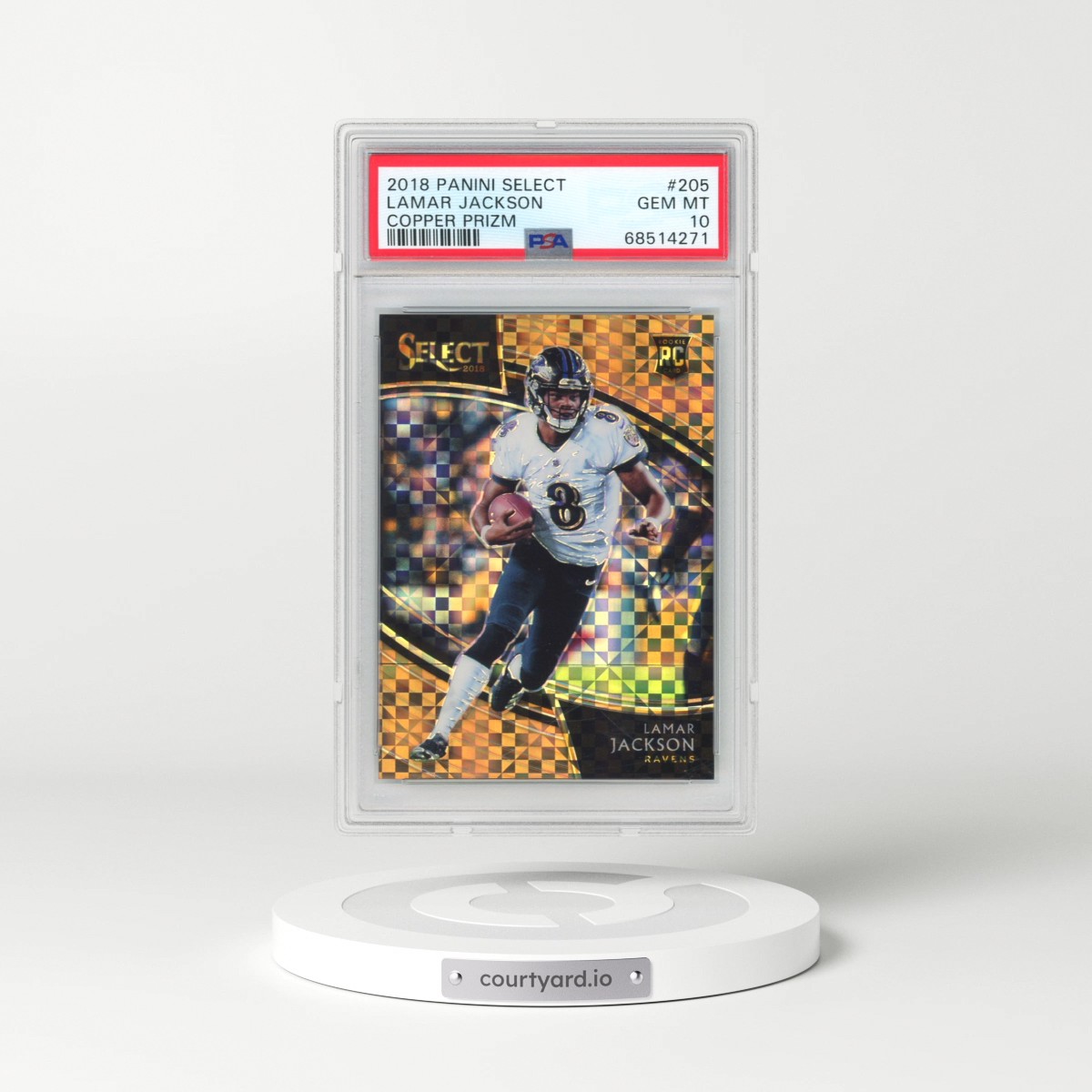 2018 Panini Select #205 Lamar Jackson - Copper Prizm (PSA 10 GEM MINT)