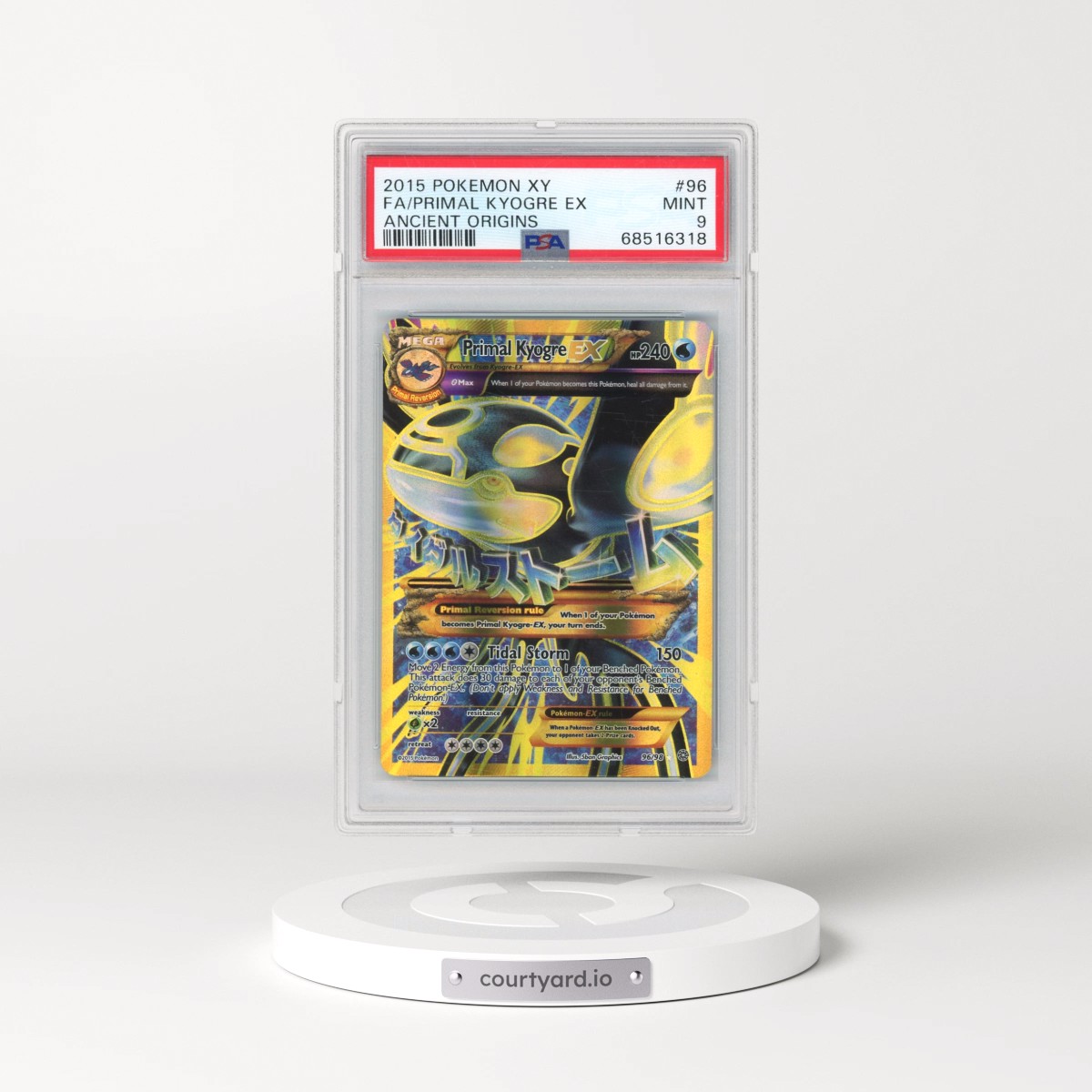 2015 Pokémon XY Ancient Origins #96 Primal Kyogre EX - Holo Full Art (PSA 9 MINT)