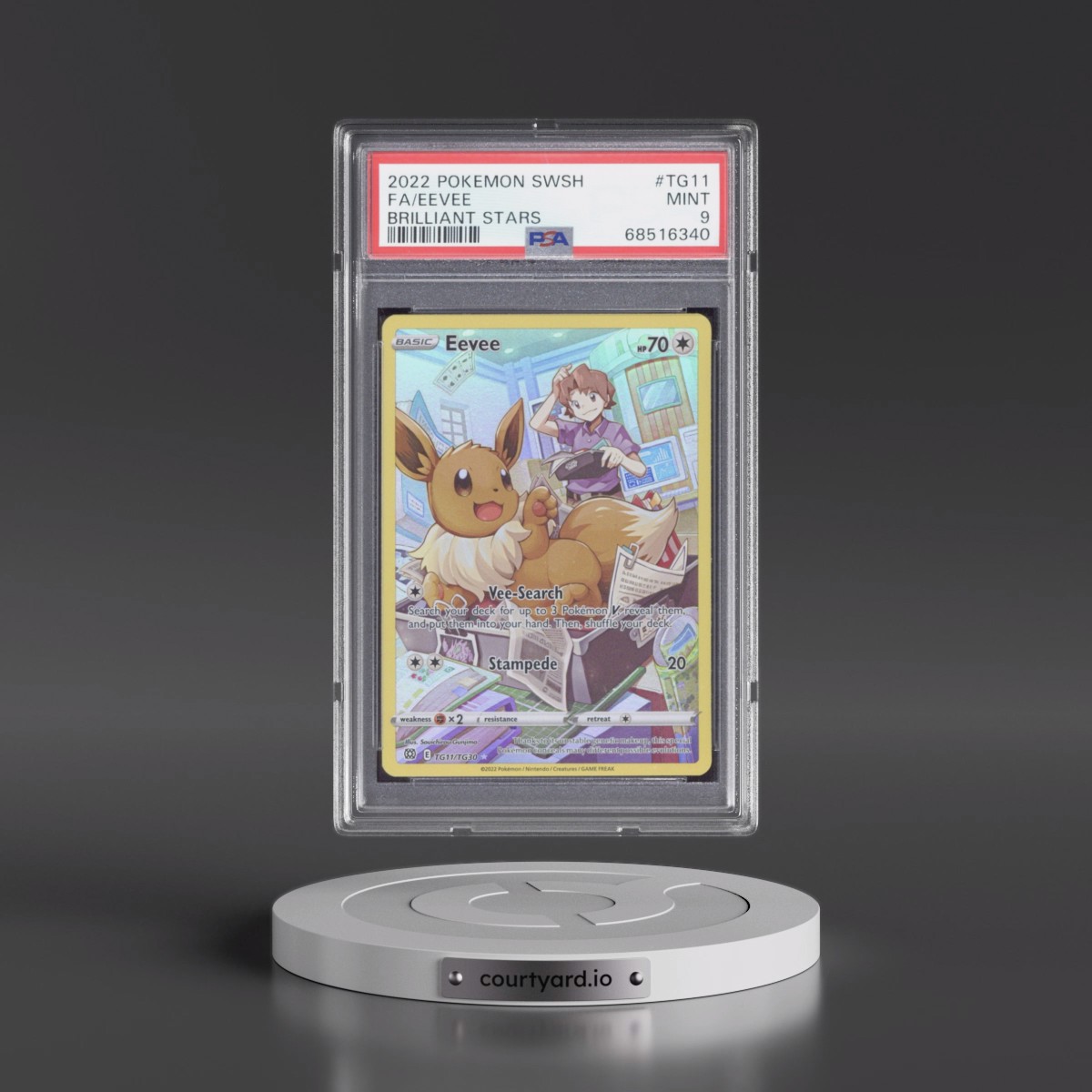 2022 Pokémon Sword & Shield Brilliant Stars #TG11 Eevee - Full Art (PSA 9 MINT)