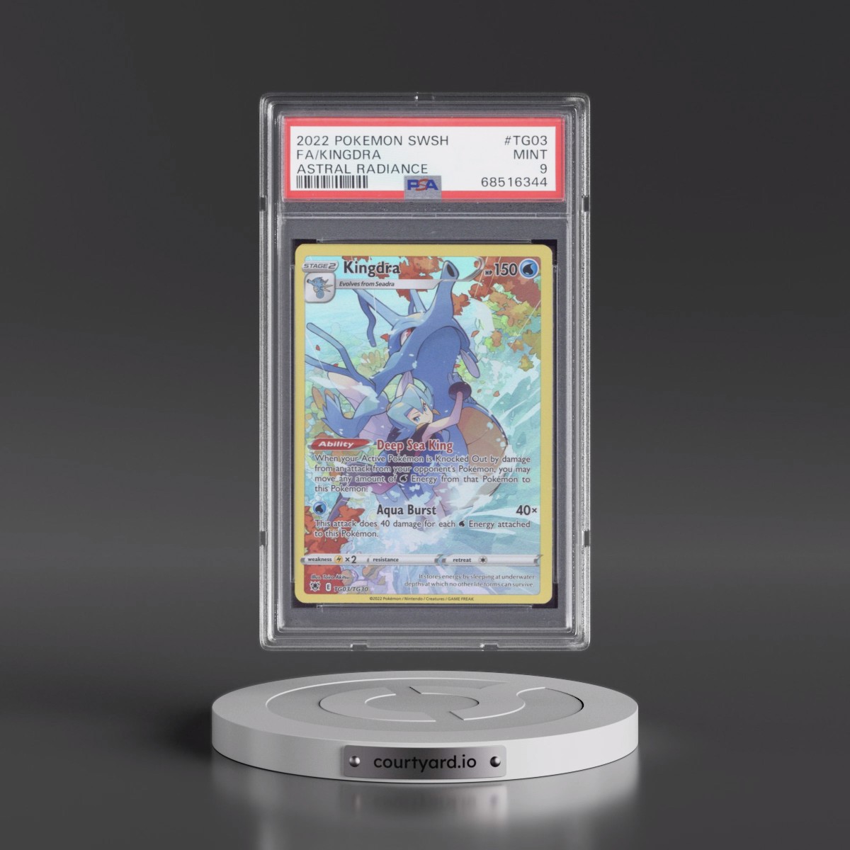 2022 Pokémon Sword & Shield Astral Radiance #TG03 Kingdra - Full Art (PSA 9 MINT)
