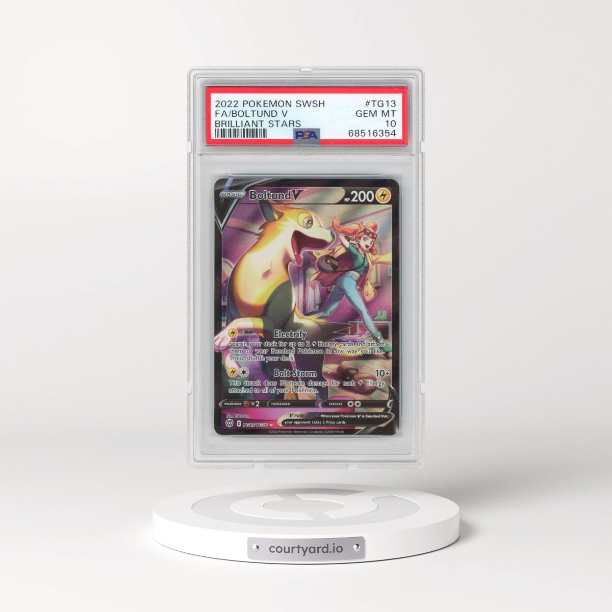 2022 Pokémon Sword & Shield Brilliant Stars #TG13 Boltund V - Holo Full Art (PSA 10 GEM MINT)