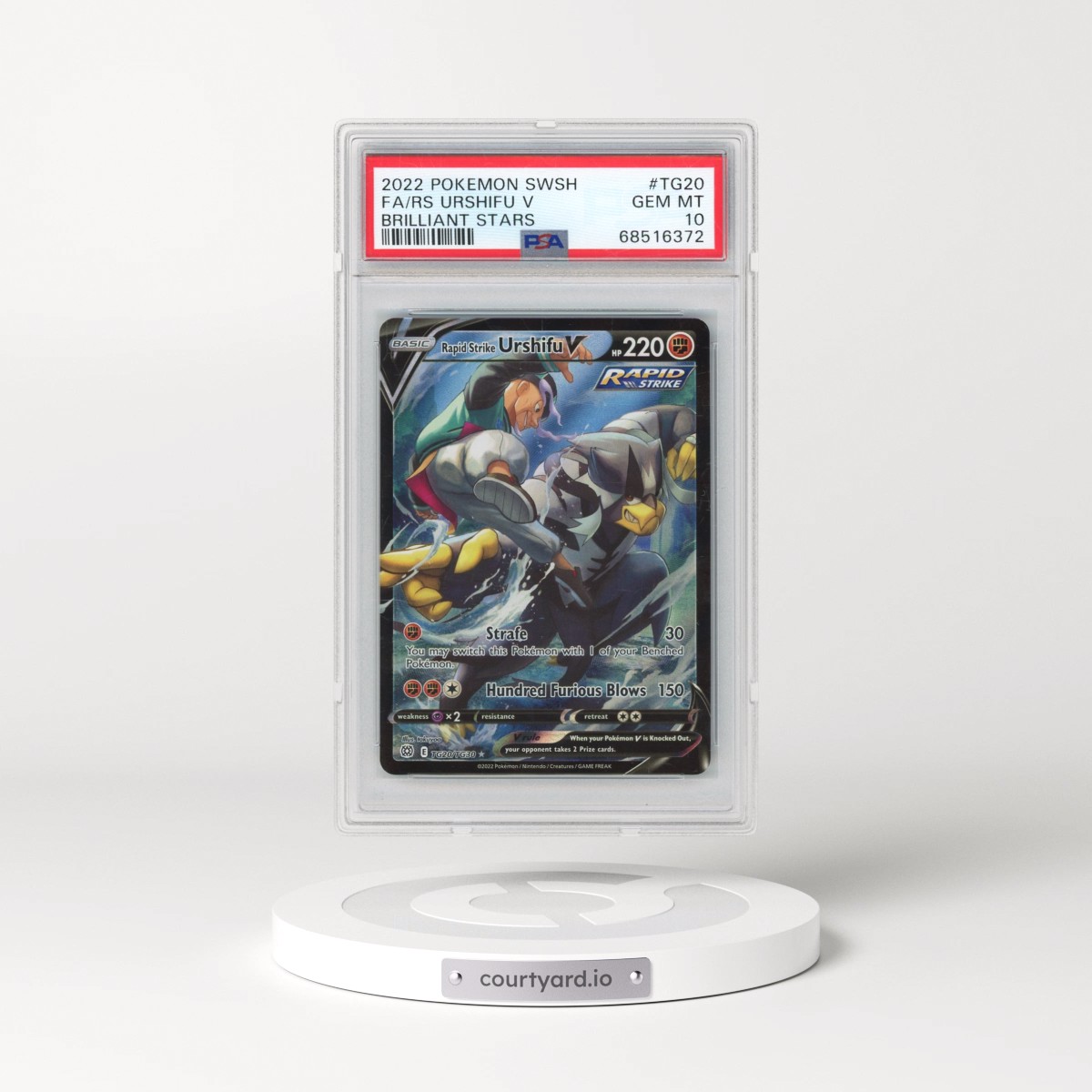 2022 Pokémon Sword & Shield Brilliant Stars #TG20 Rapid Strike Urshifu V - Holo Full Art (PSA 10 GEM MINT)