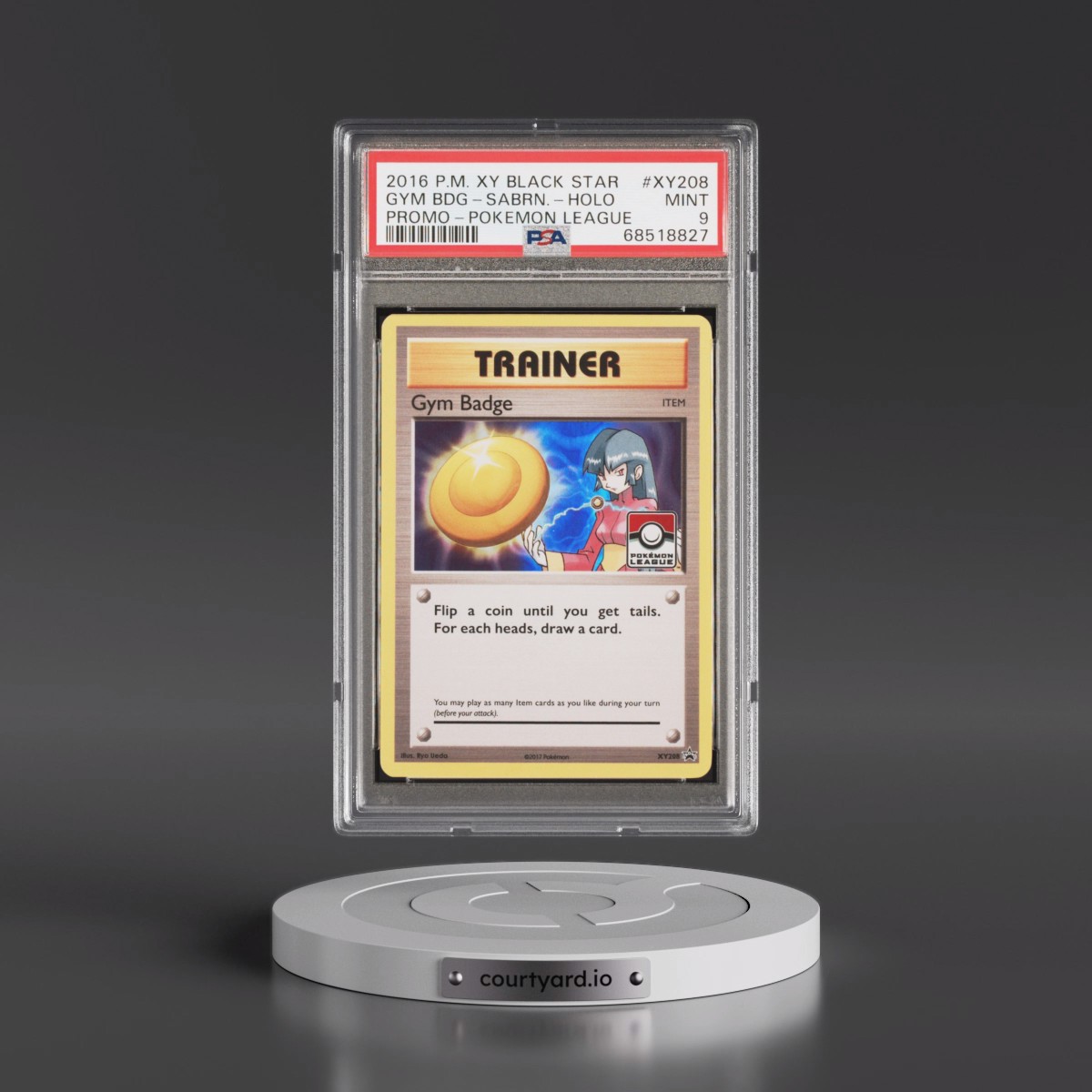 2016 Pokémon XY Black Star Promo #XY208 Gym Badge-Sabrina - Holo Pokemon League (PSA 9 MINT)