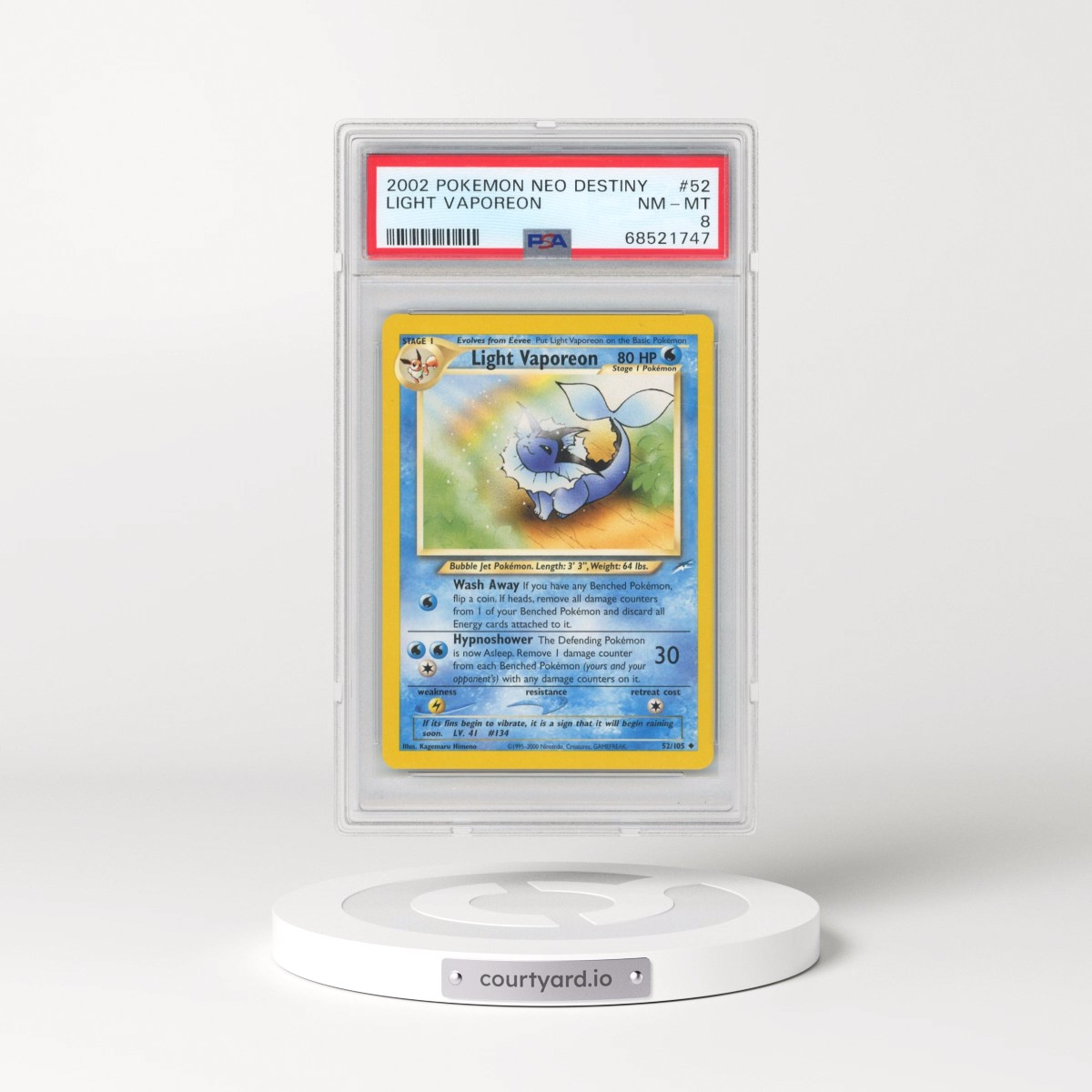2002 Pokémon Neo Destiny #52 Light Vaporeon (PSA 8 NM-MT)