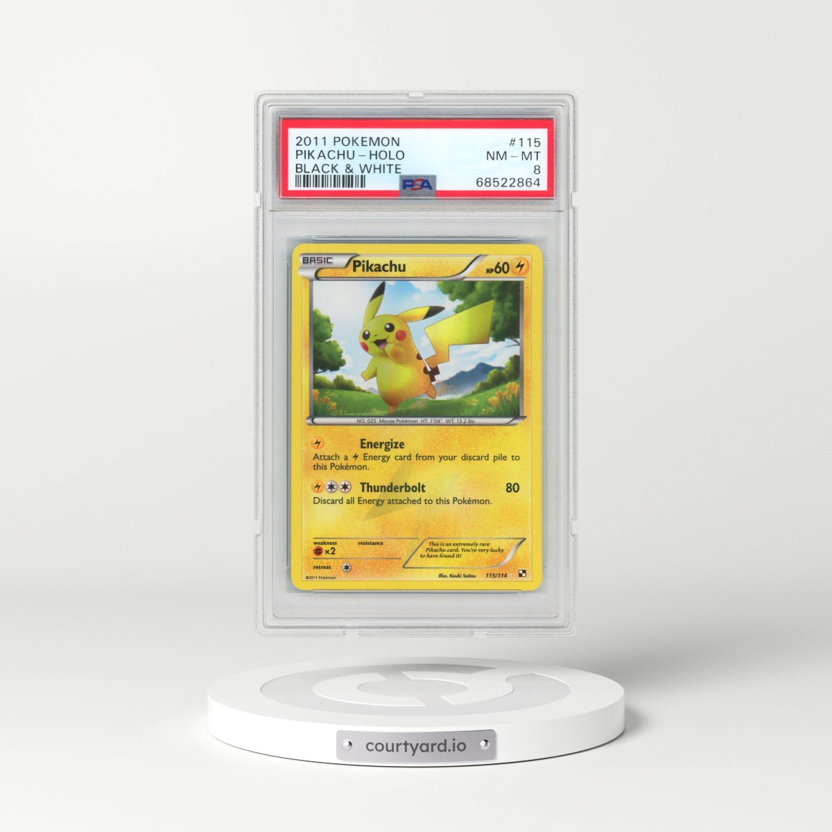 2011 Pokémon Black & White #115 Pikachu - Holo (PSA 8 NM-MT)