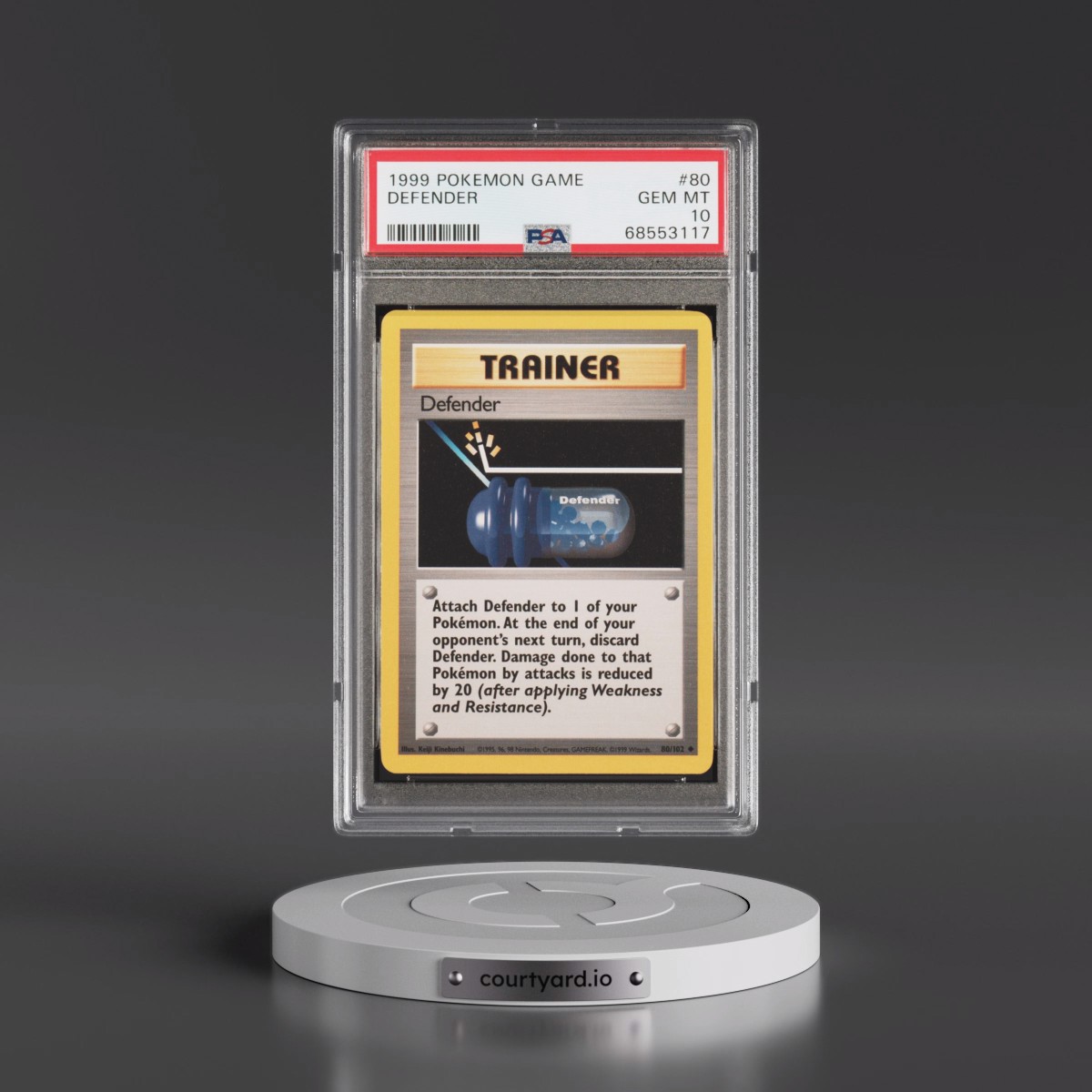 1999 Pokémon Game #80 Defender (PSA 10 GEM MINT)