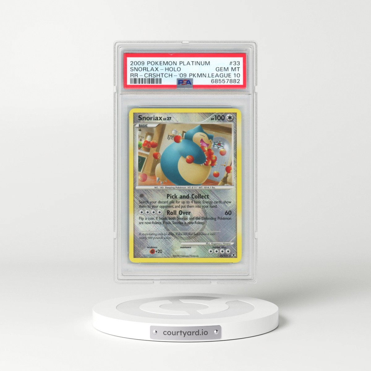 2009 Pokémon Platinum Rising Rivals #33 Snorlax - Holo Crosshatch-2009 Pokemon League (PSA 10 GEM MINT)