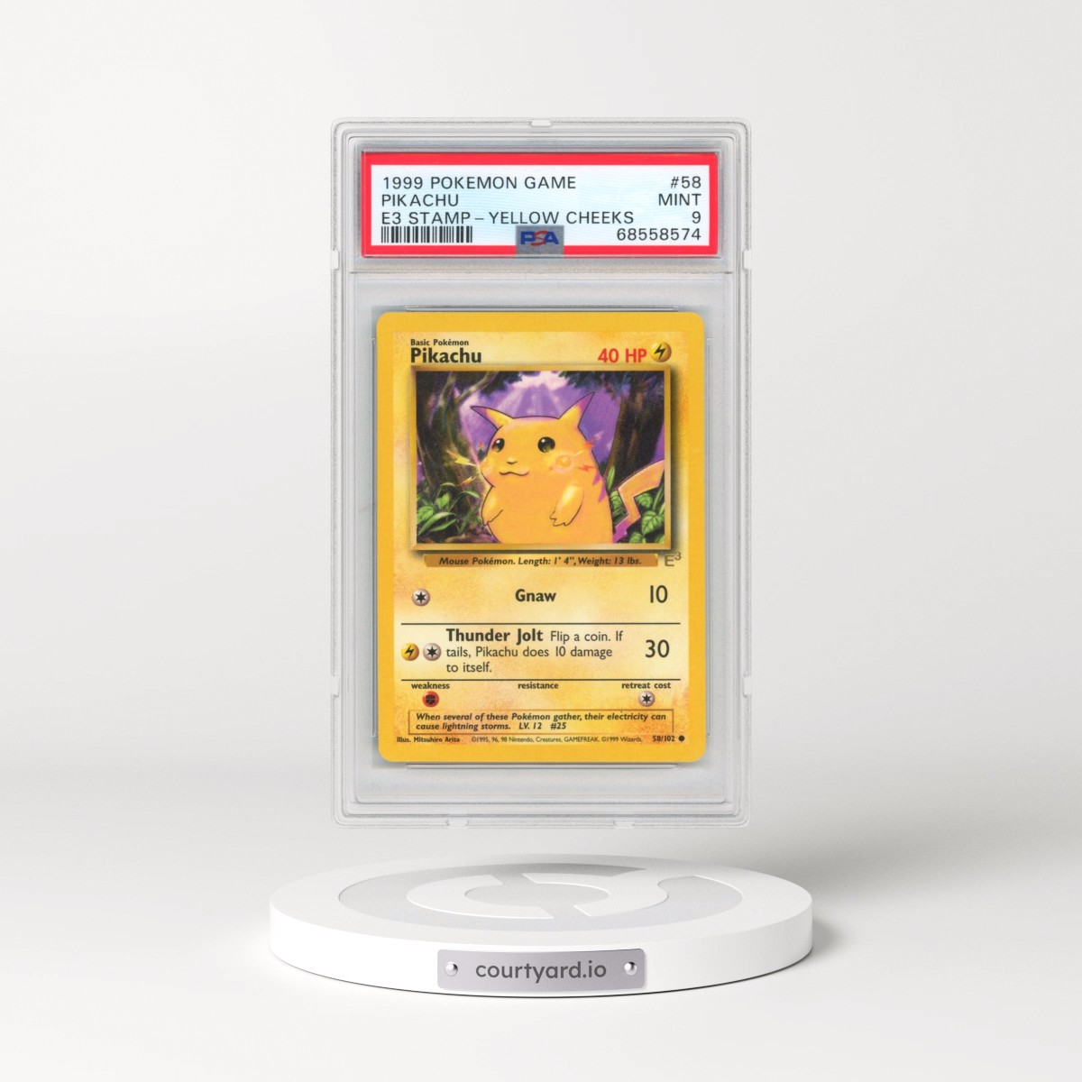 1999 Pokémon Game #58 Pikachu - E3 Stamp-Yellow Cheeks (PSA 9 MINT)