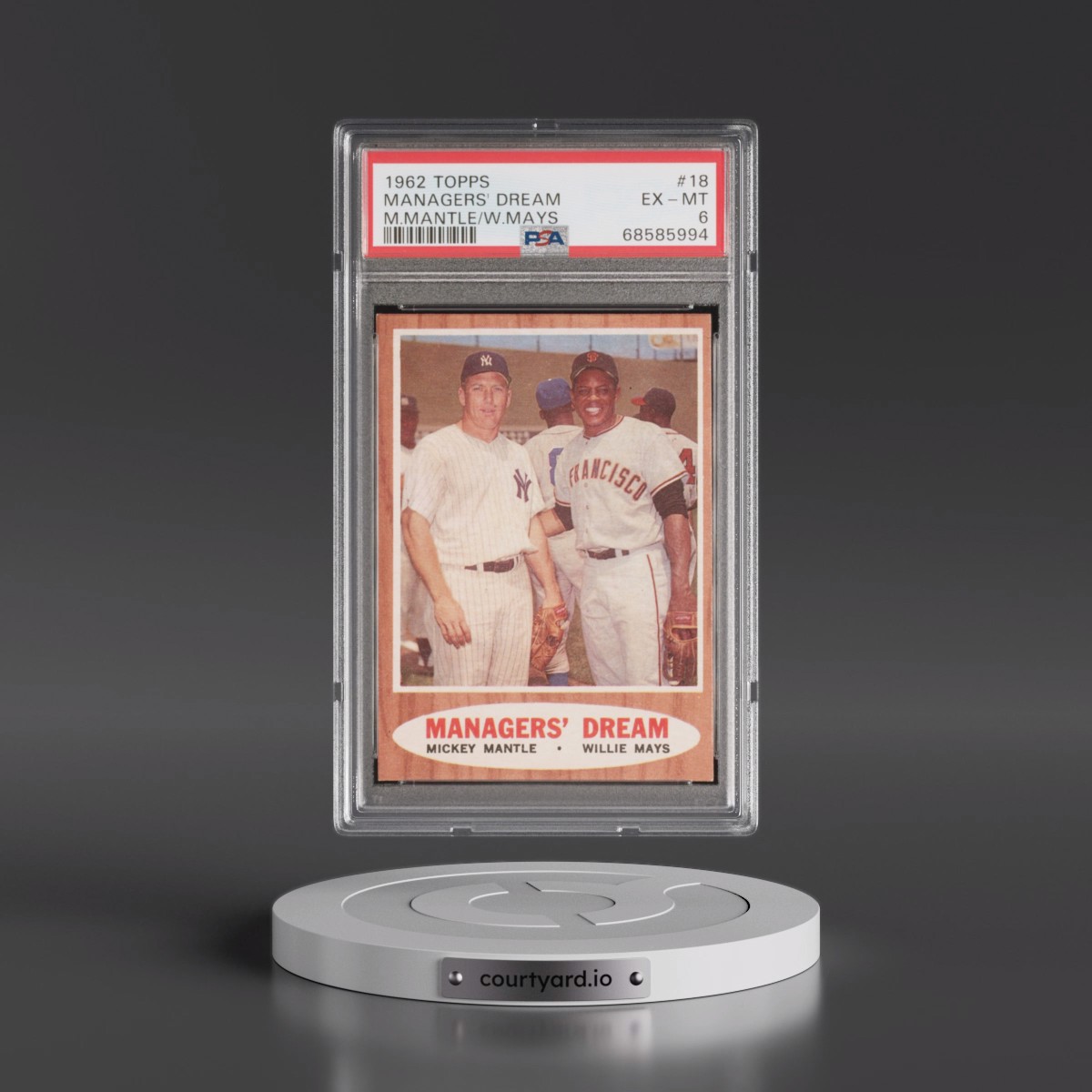 1962 Topps #18 Managers' Dream - M.Mantle/W.Mays (PSA 6 EX-MT)