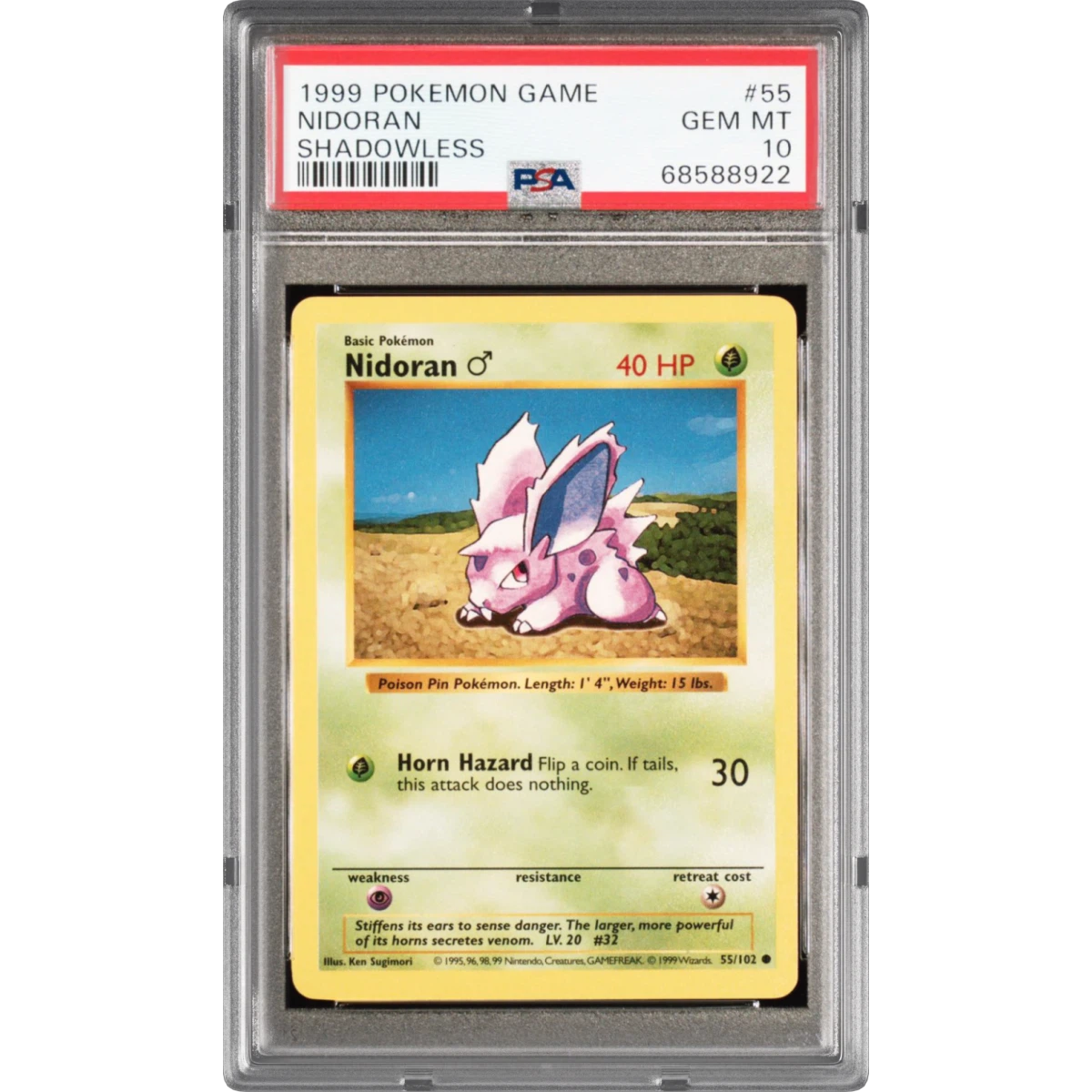 1999 Pokémon Game #55 Nidoran - Shadowless (PSA 10 GEM MINT)