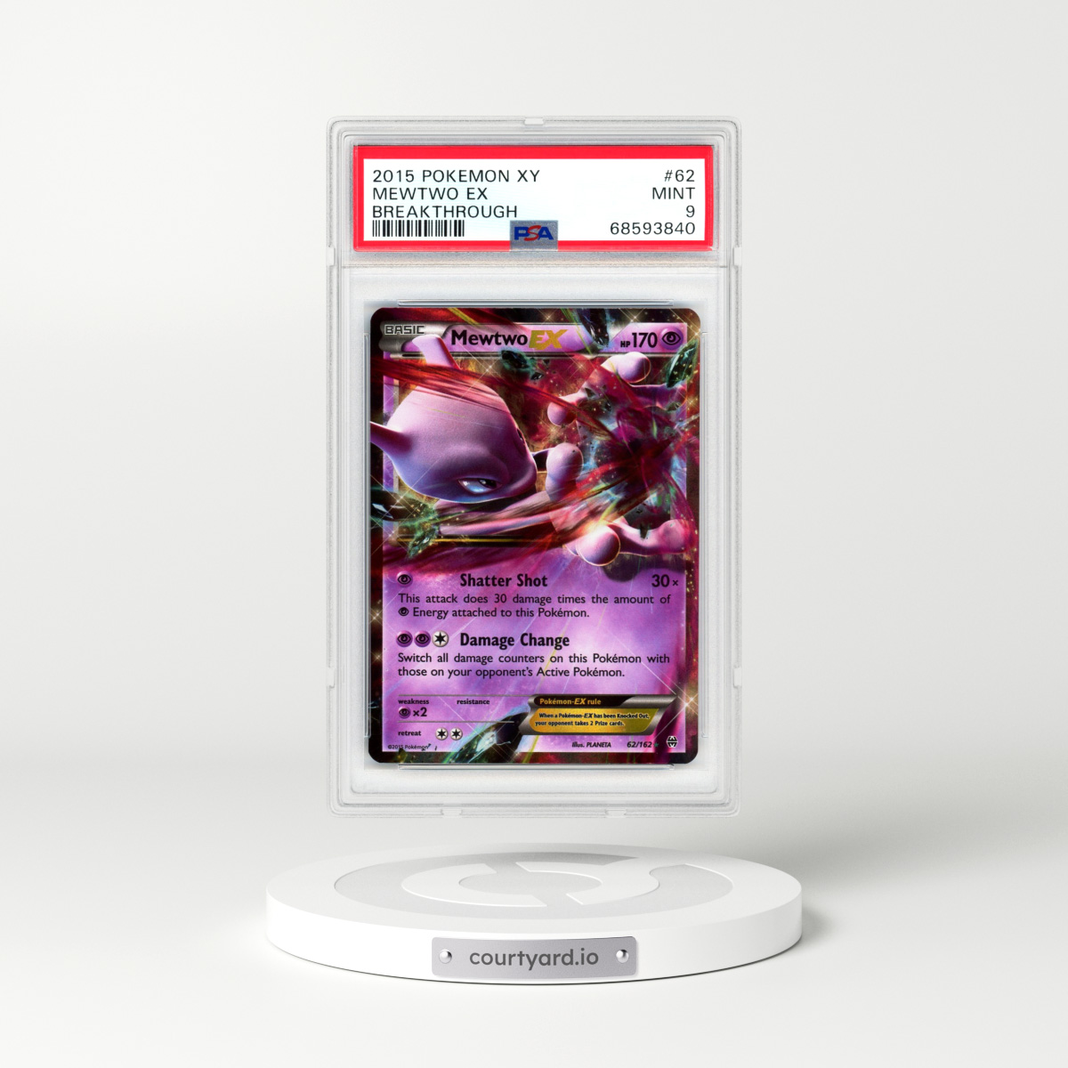 2015 XY BREAKthrough #62 Mewtwo EX - Full Art Holo (PSA 9 MINT)