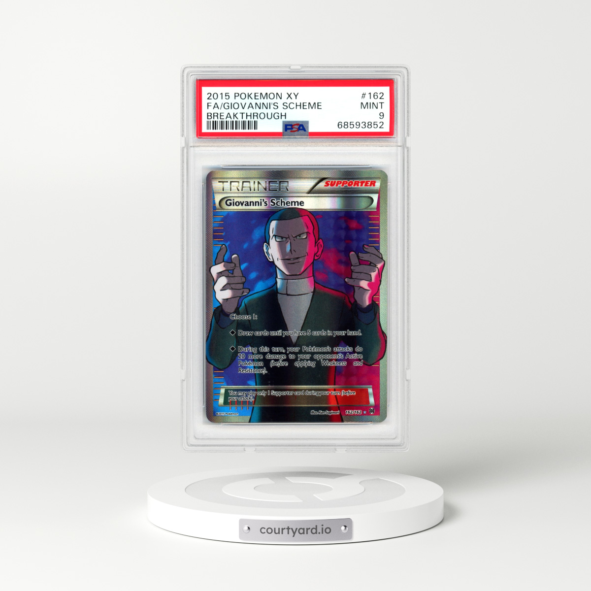 2015 XY BREAKthrough #162 Giovanni's Scheme - Full Art Holo (PSA 9 MINT)