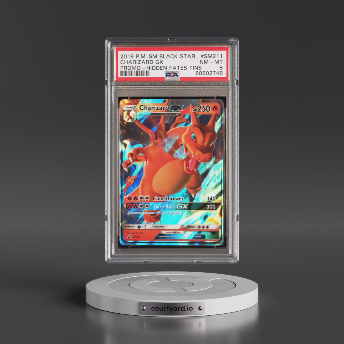 2019 Pokémon SM Black Star Promo #SM211 Charizard GX - Holo Hidden Fates Tins (PSA 8 NM-MT)