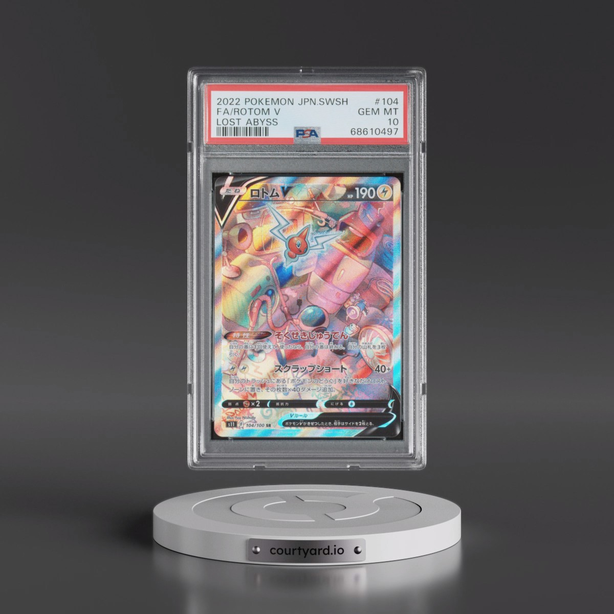 2022 Pokémon Sword & Shield Lost Abyss #104 Rotom V - Holo Full Art (PSA 10 GEM MINT)