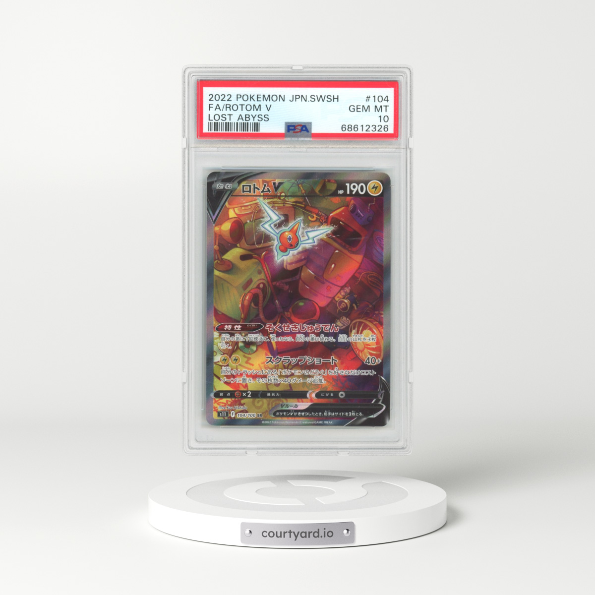 2022 Pokémon Sword & Shield Lost Abyss #104 Rotom V - Holo Full Art (PSA 10 GEM MINT)
