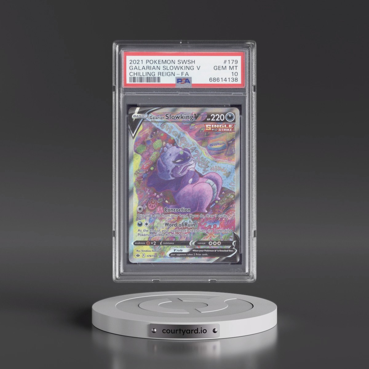 2021 Pokémon Sword & Shield Chilling Reign #179 Galarian Slowking V - Holo Full Art (PSA 10 GEM MINT)