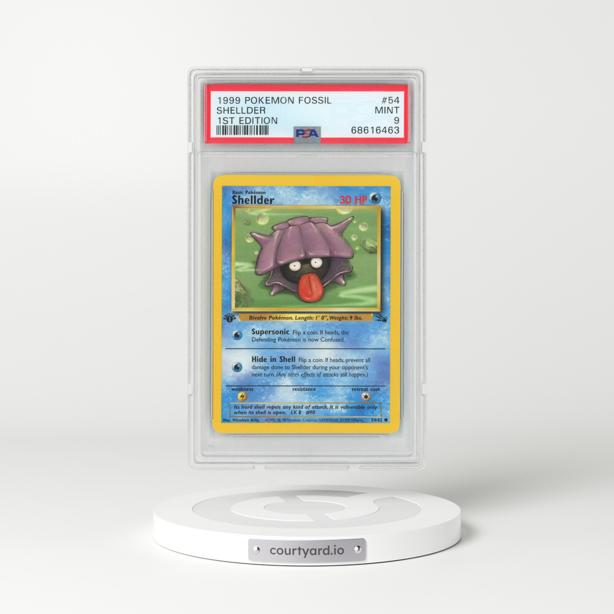 1999 Fossil #54 Shellder - 1st Edition (PSA 9 MINT)