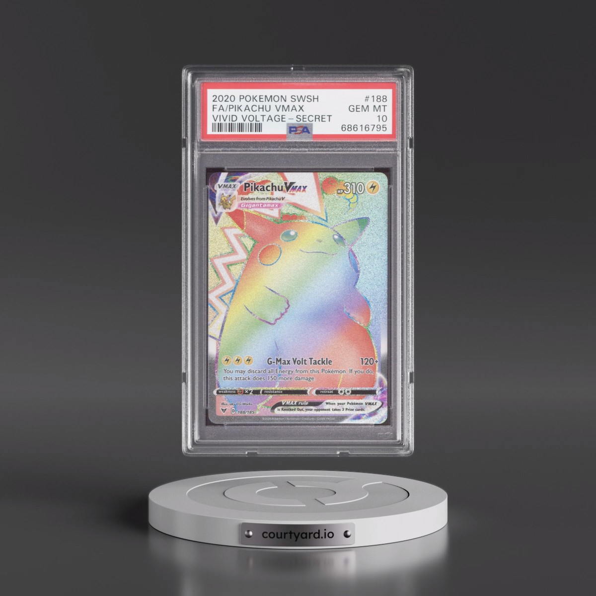2020 Pokémon Sword & Shield Vivid Voltage #188 Pikachu Vmax - Full Art Secret (PSA 10 GEM MINT)