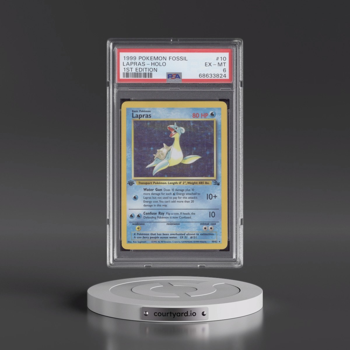 1999 Pokémon Fossil #10 Lapras - 1st Edition Holo (PSA 6 EX-MT)