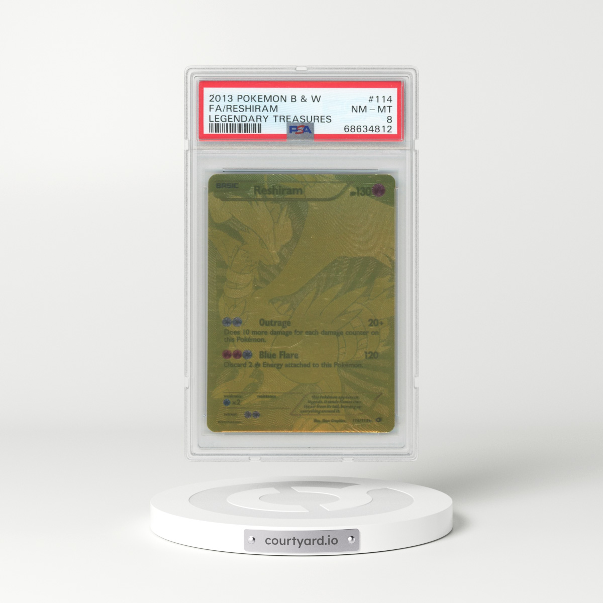 2013 Pokémon Black & White Legendary Treasures #114 Reshiram - Full Art (PSA 8 NM-MT)