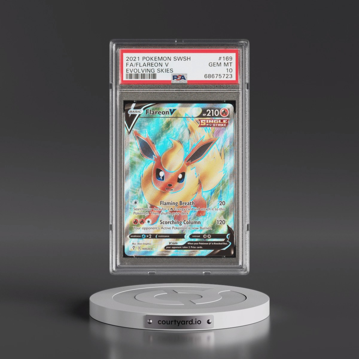 2021 Pokémon Sword & Shield Evolving Skies #169 Flareon V - Holo Full Art (PSA 10 GEM MINT)