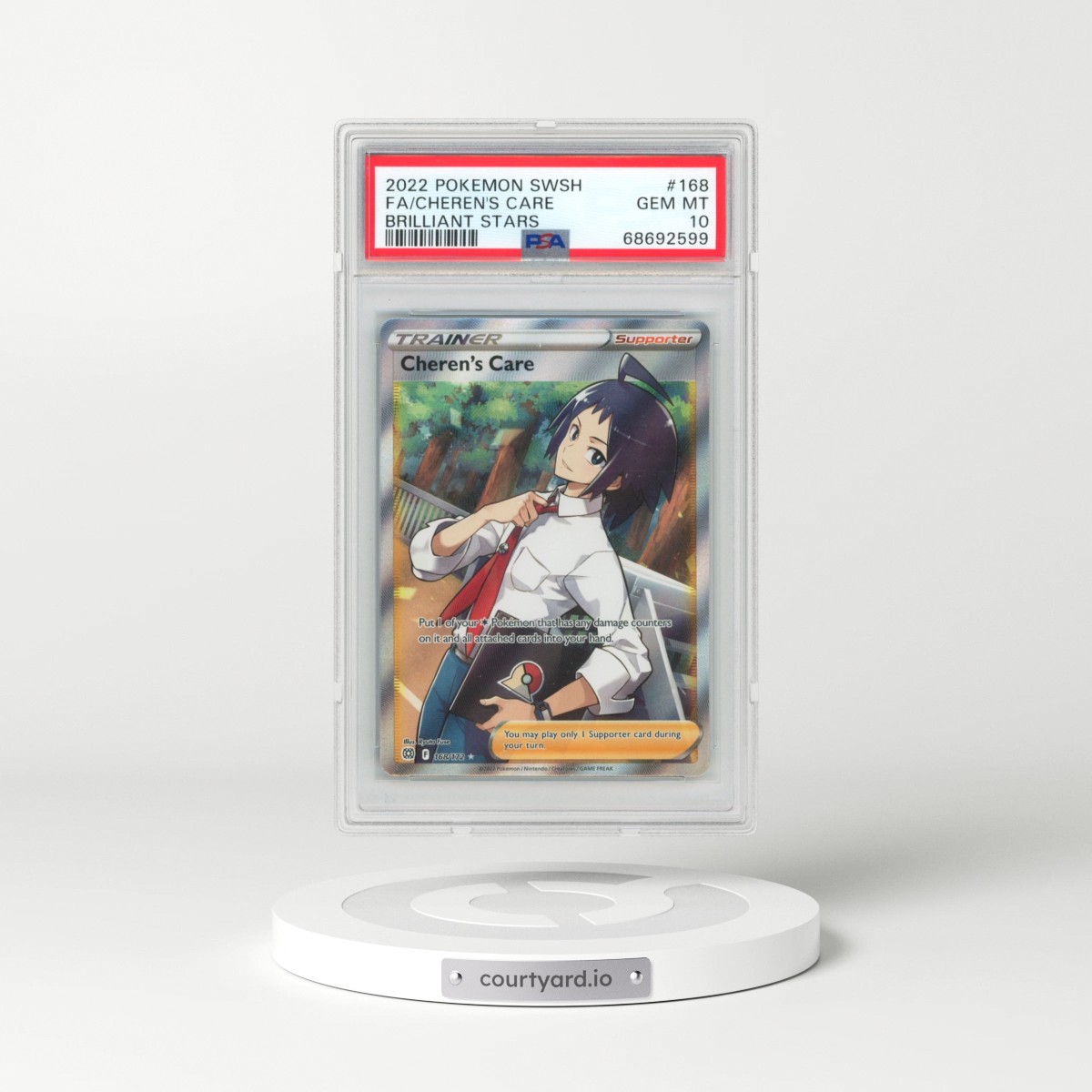 2022 Pokémon Sword & Shield Brilliant Stars #168 Cheren's Care - Full Art (PSA 10 GEM MINT)