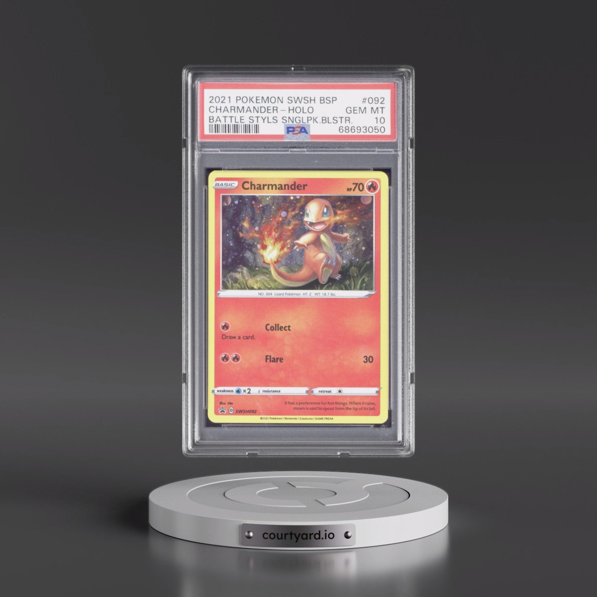 2021 Pokémon Swsh Black Star Promo #092 Charmander - Holo Battle Styles Single Pack Blister (PSA 10 GEM MINT)
