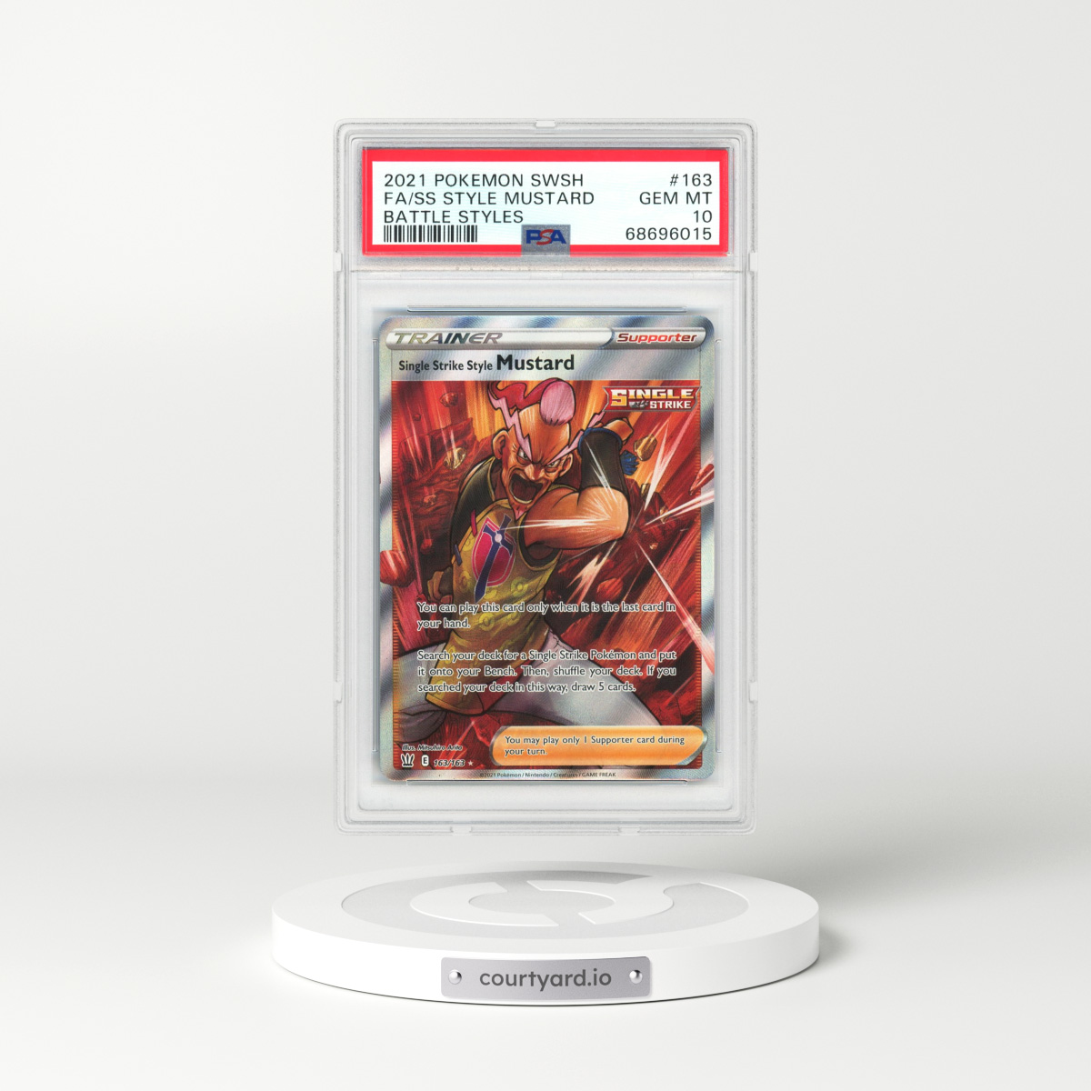 2021 Pokémon Sword & Shield Battle Styles #163 Single Strike Style Mustard - Full Art (PSA 10 GEM MINT)