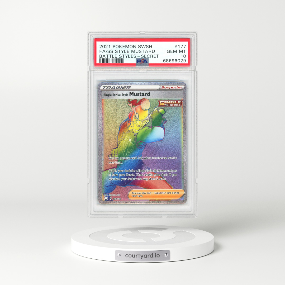 2021 Pokémon Sword & Shield Battle Styles #177 Single Strike Style Mustard - Full Art Secret (PSA 10 GEM MINT)