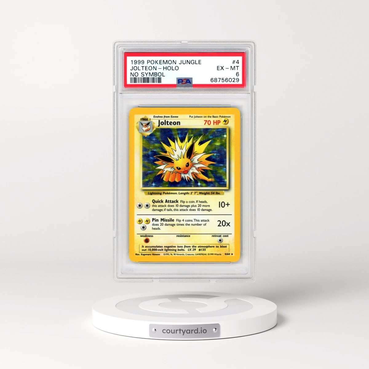1999 Pokémon Jungle #4 Jolteon - Holo No Symbol (PSA 6 EX-MT)