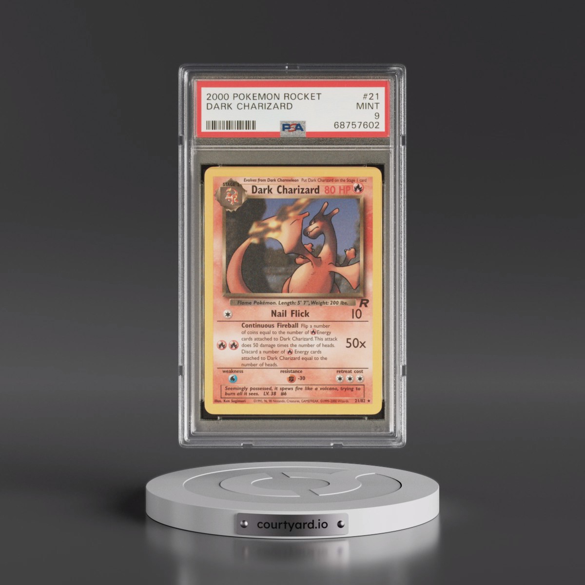 2000 Pokémon Rocket #21 Dark Charizard (PSA 9 MINT)
