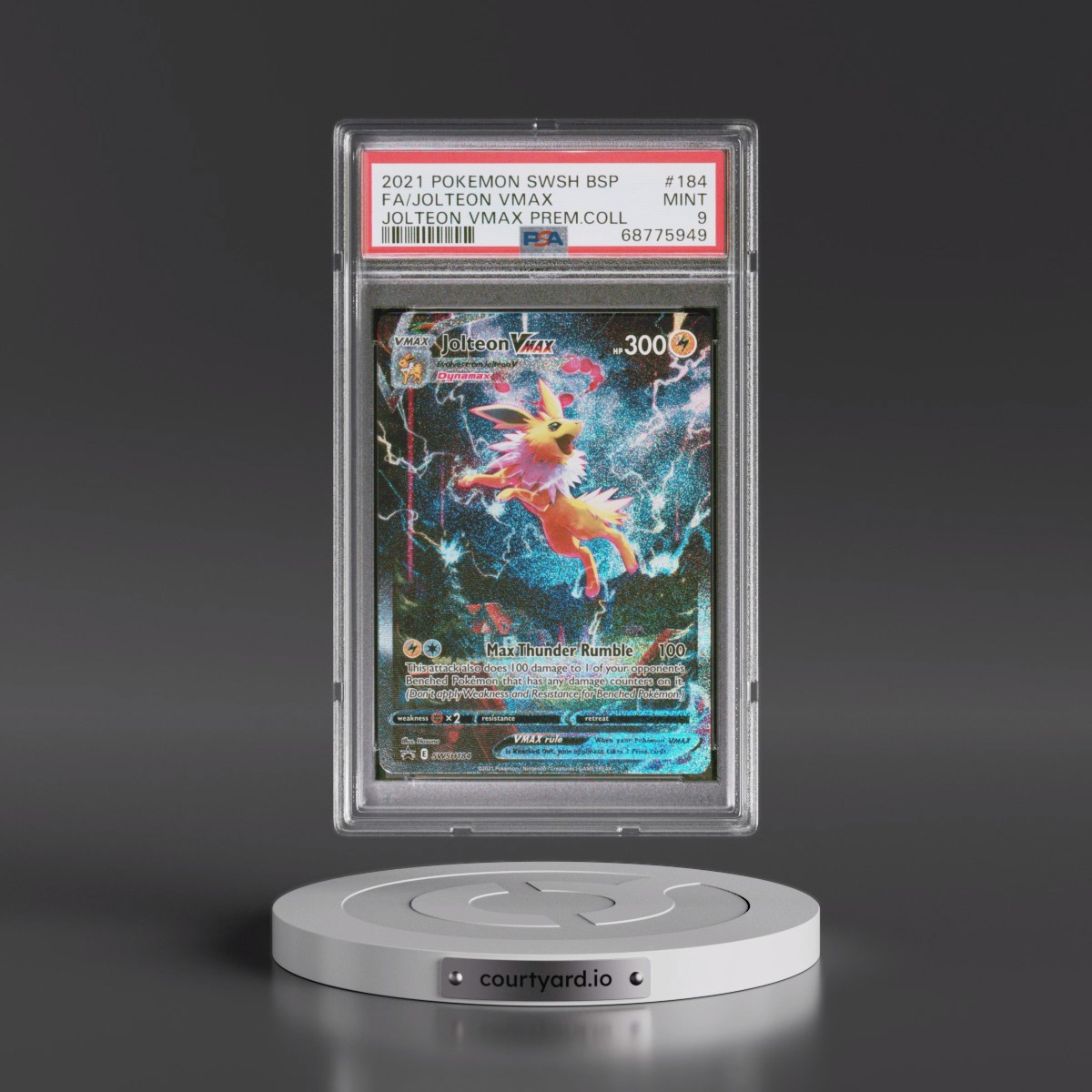 2021 Pokémon Swsh Black Star Promo #184 Jolteon Vmax - Full Art Jolteon Vmax Premium Collection (PSA 9 MINT)