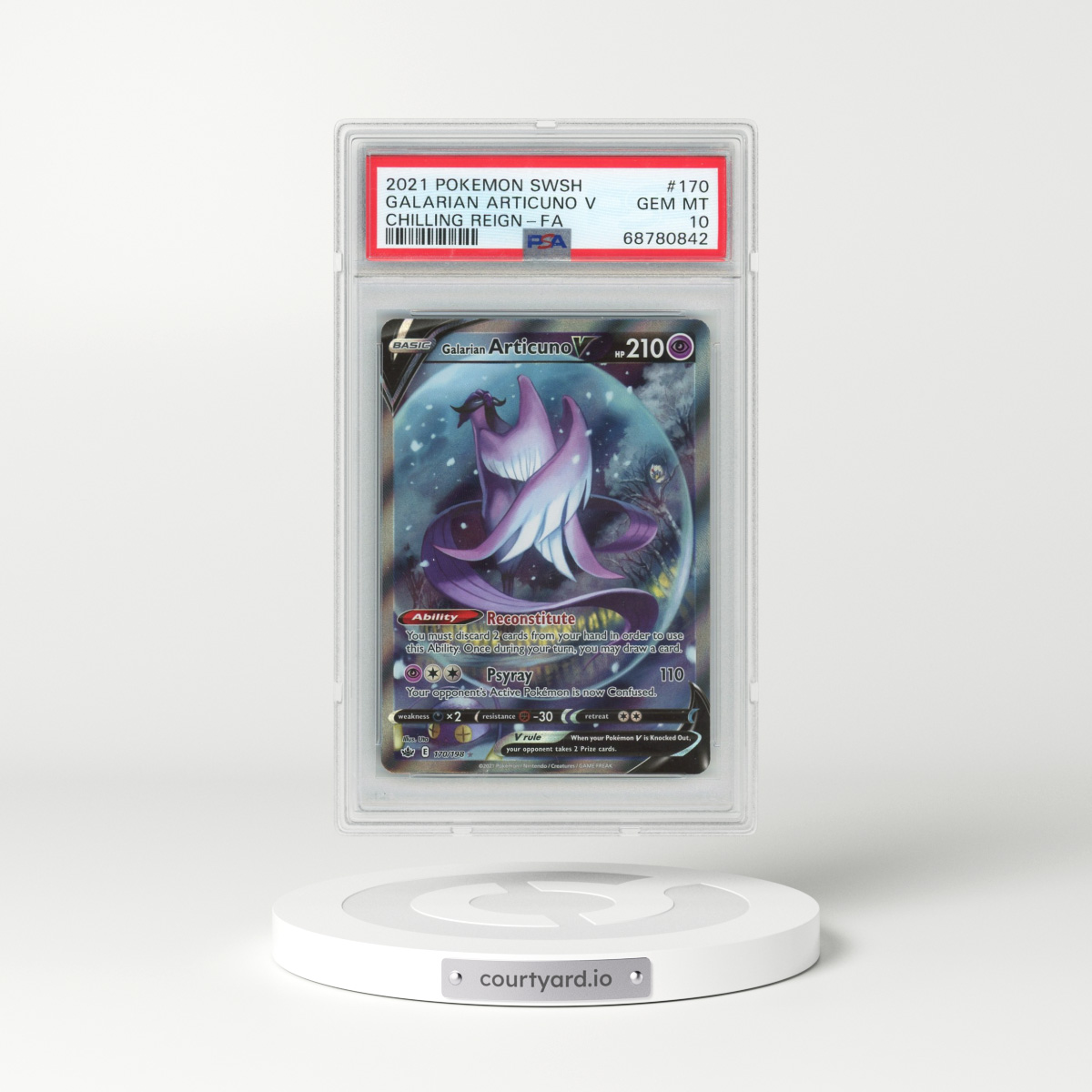 2021 Pokémon Sword & Shield Chilling Reign #170 Galarian Articuno V - Holo Full Art (PSA 10 GEM MINT)
