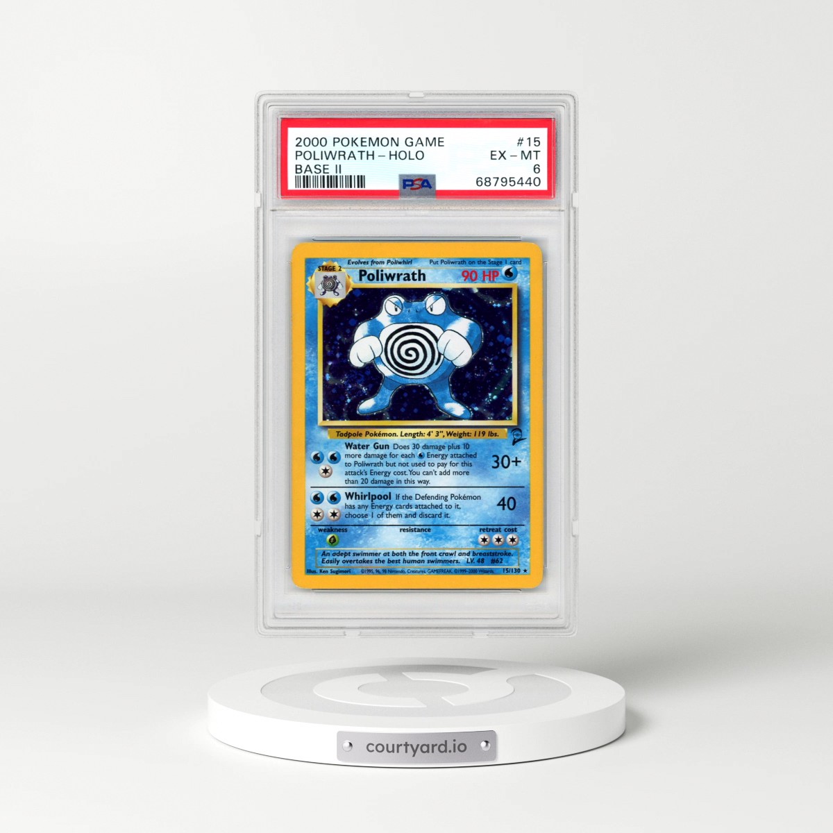 2000 Pokémon Game Base II #15 Poliwrath - Holo (PSA 6 EX-MT)